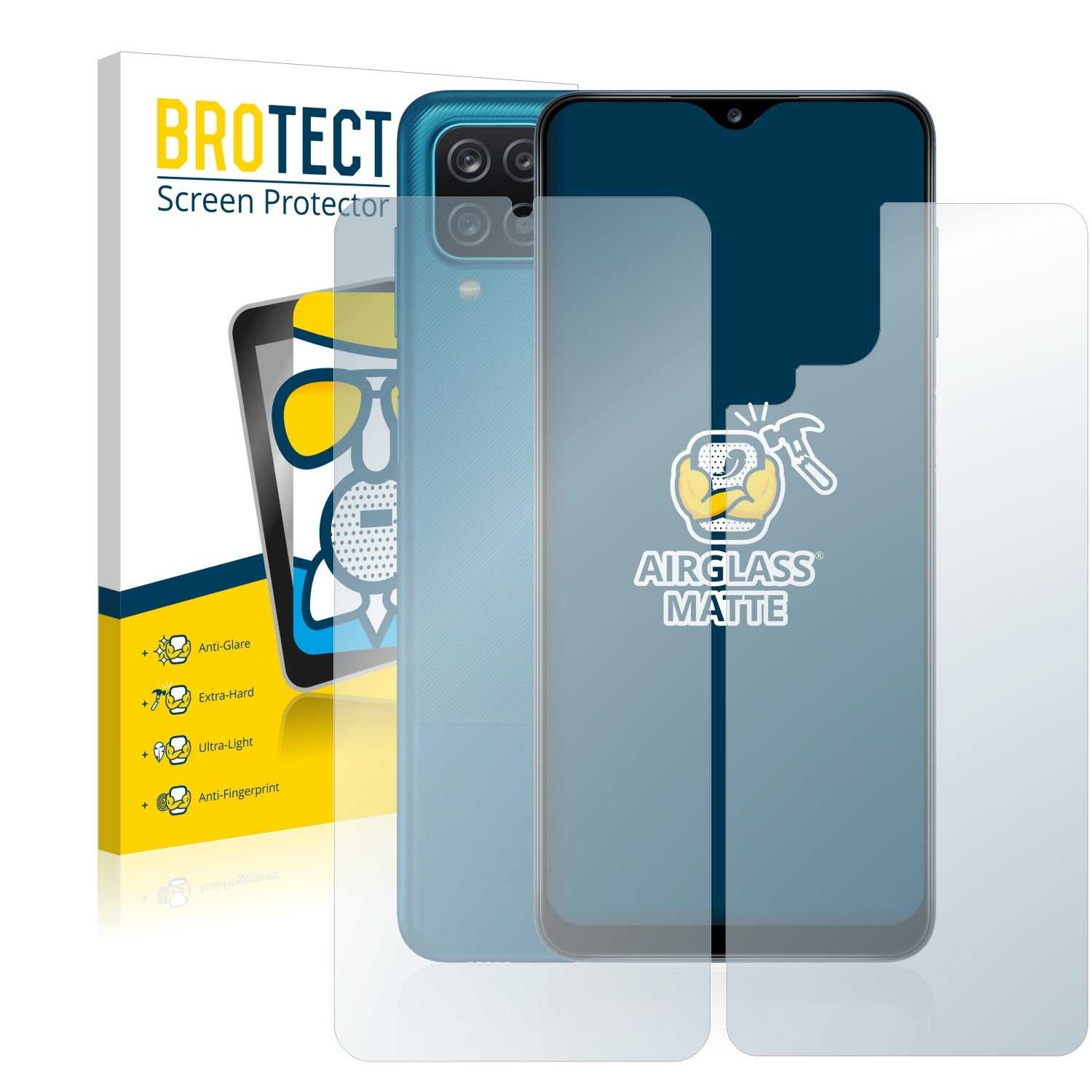 ScreenShield, Anti-Glare Screen Protector for Samsung Galaxy A12 (Front + Back)