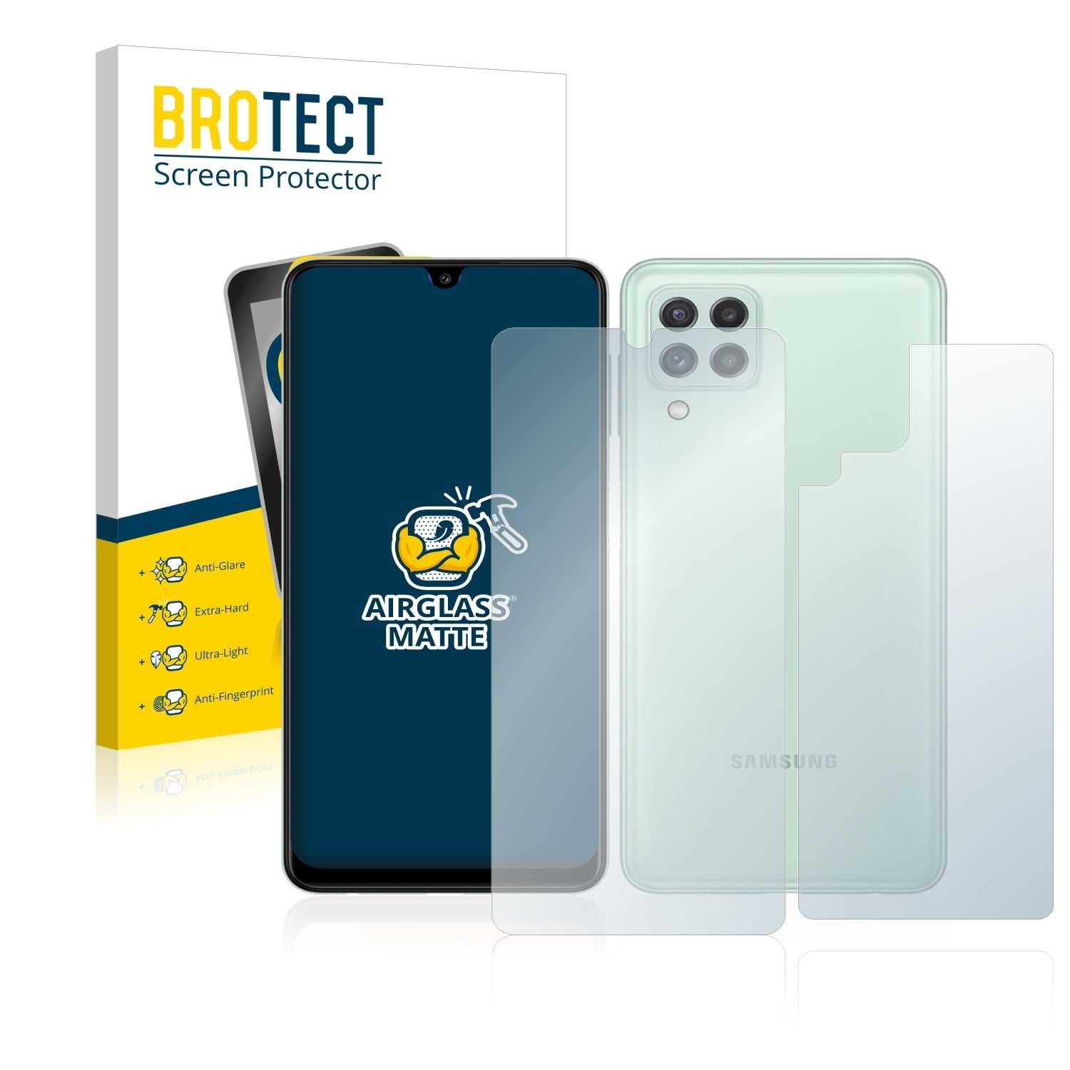 ScreenShield, Anti-Glare Screen Protector for Samsung Galaxy A22 4G (Front + Back)