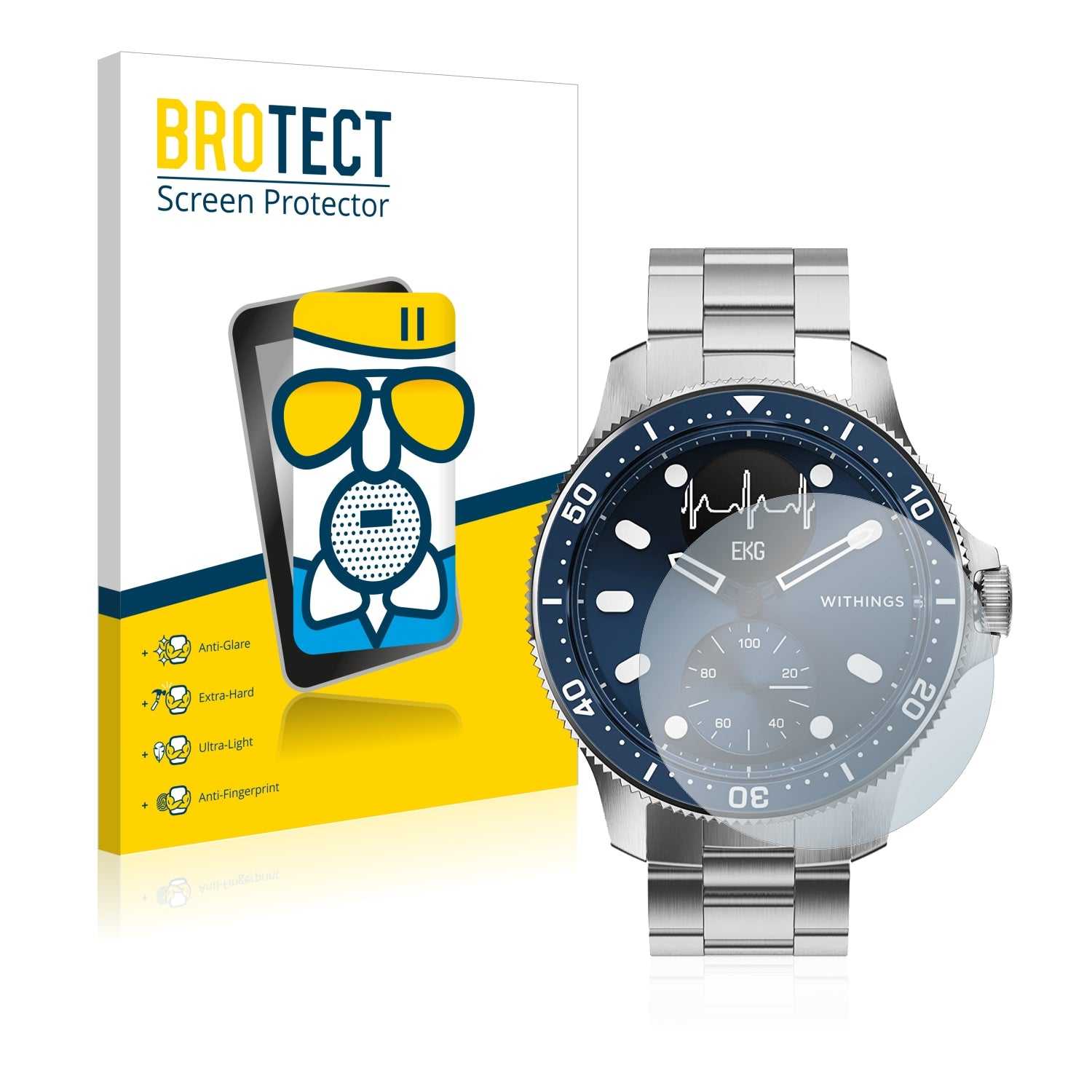 ScreenShield, Anti-Glare Screen Protector for Withings ScanWatch Horizon (43 mm)