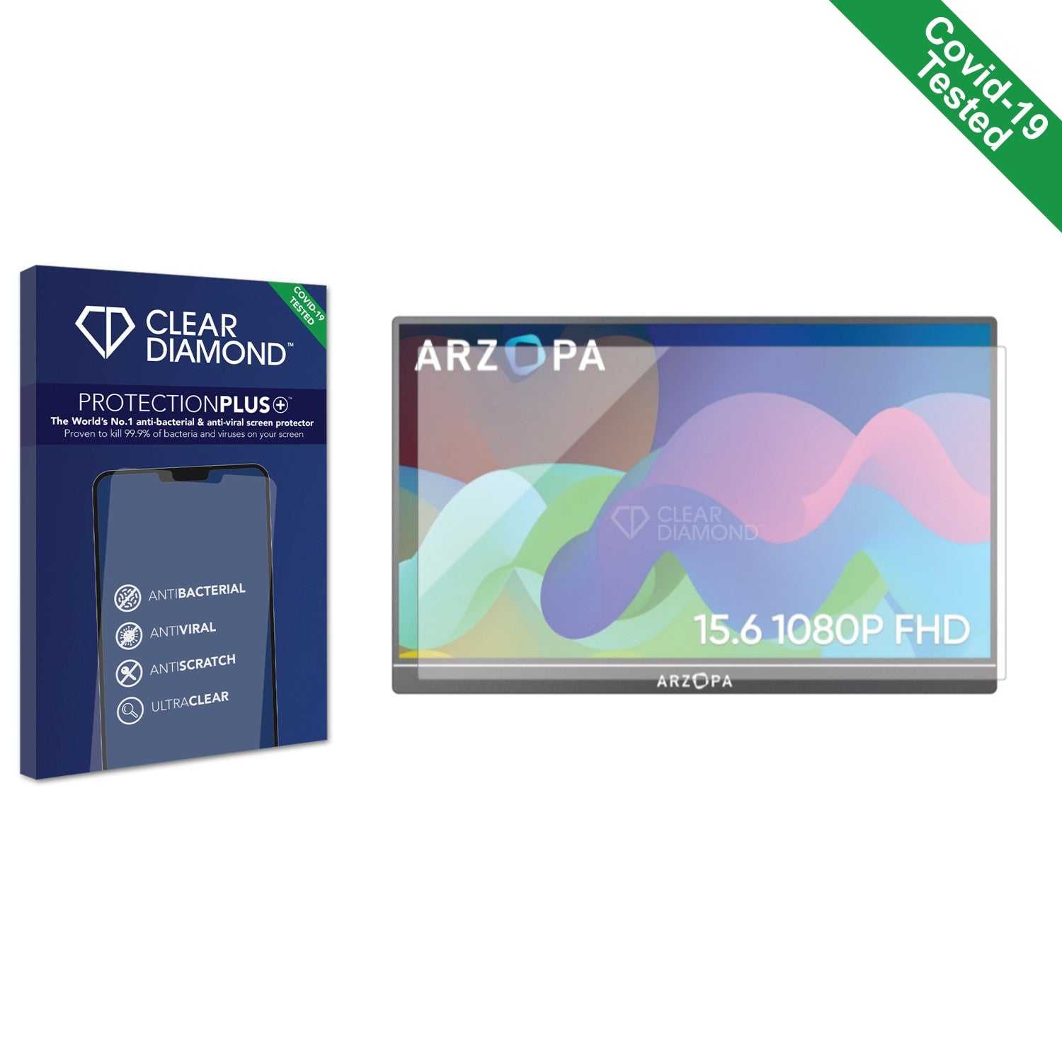 ScreenShield, Clear Diamond Anti-viral Screen Protector for ARZOPA 15.6" Portable Monitor