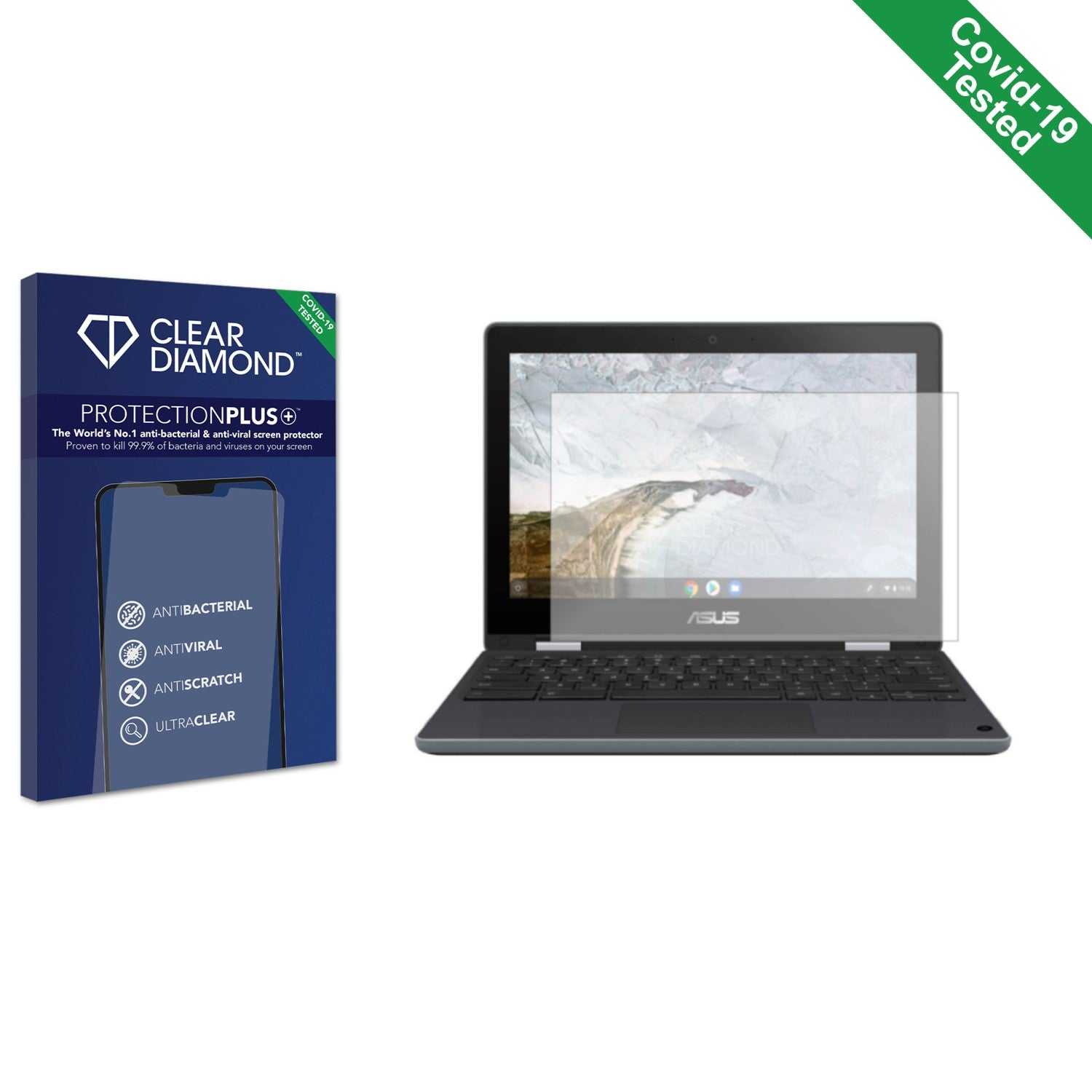 ScreenShield, Clear Diamond Anti-viral Screen Protector for ASUS Chromebook Flip C214MA (Non-Touch)