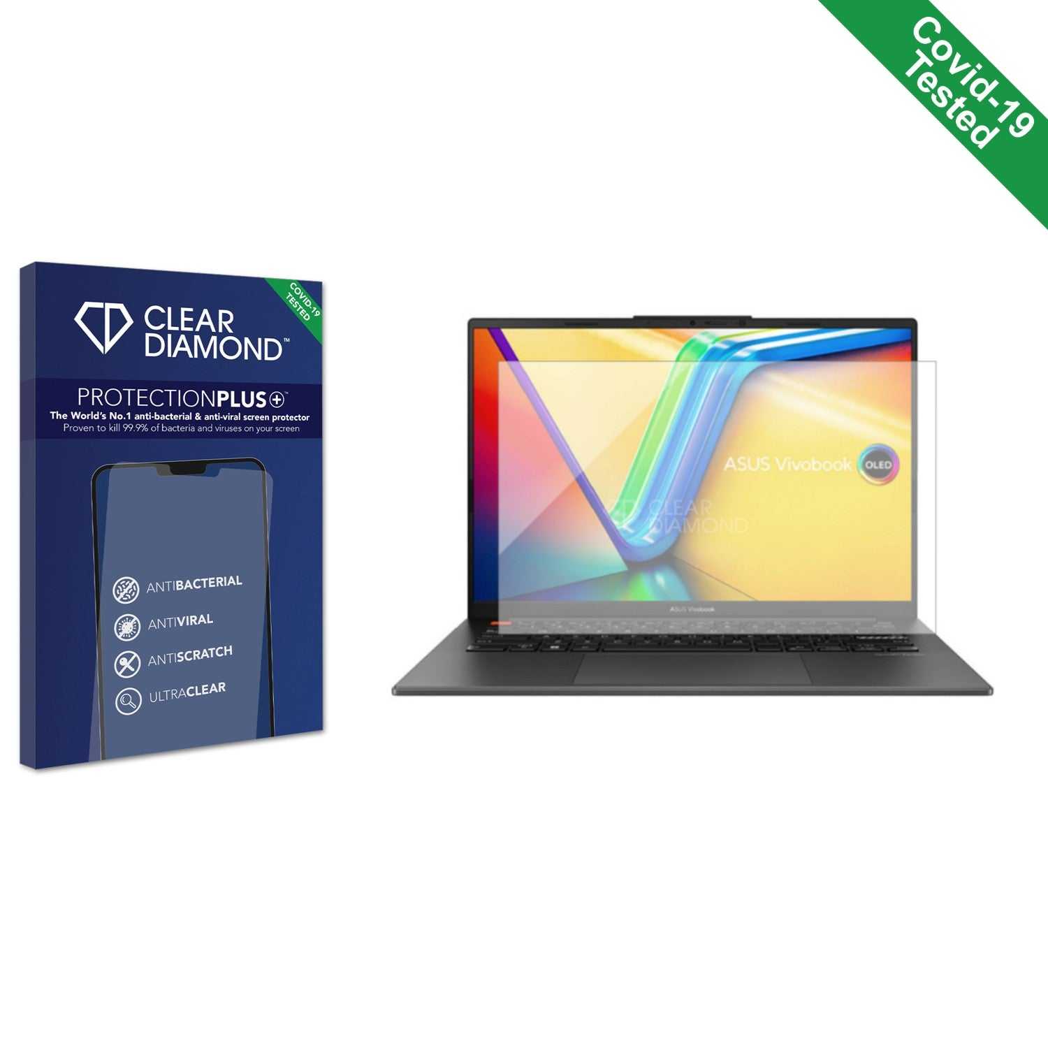 ScreenShield, Clear Diamond Anti-viral Screen Protector for ASUS VivoBook S 14 OLED K5404