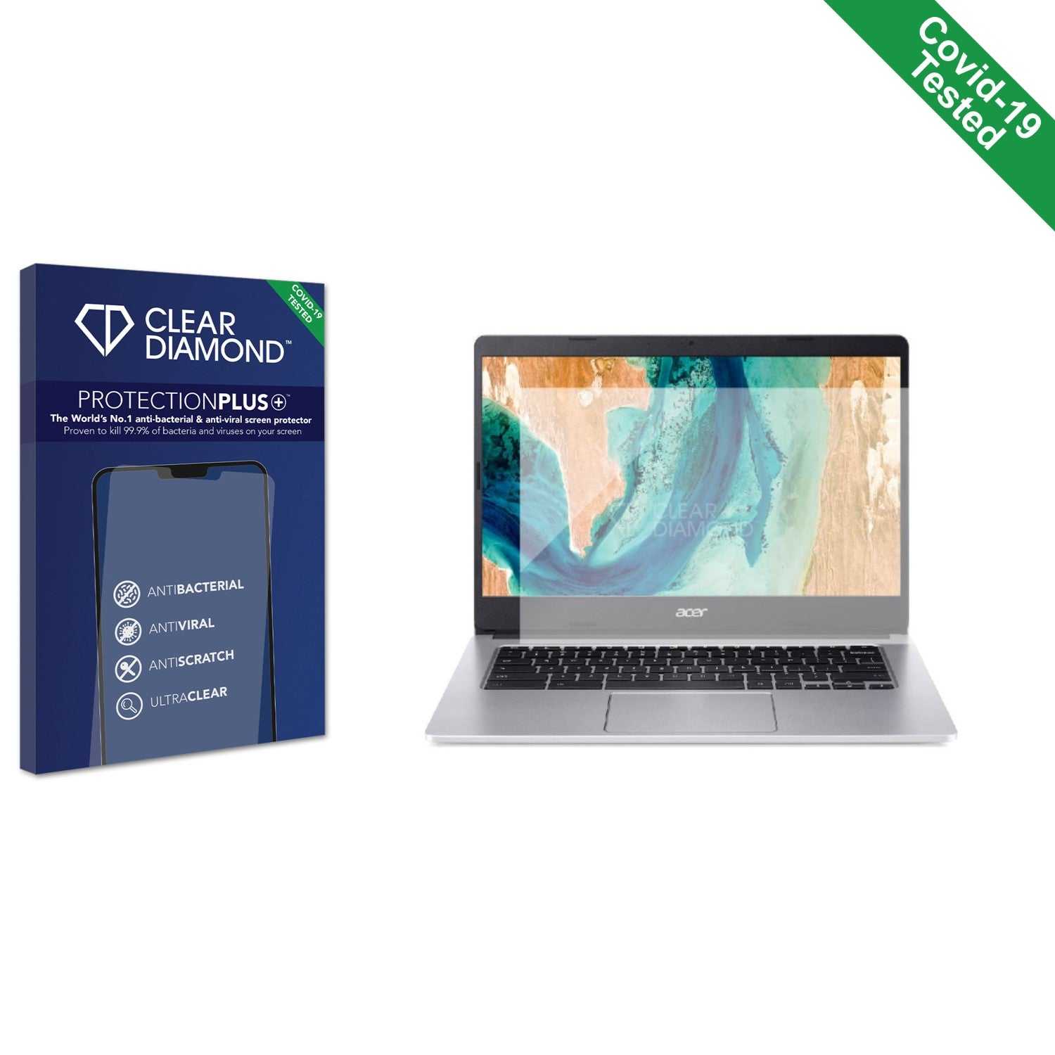 ScreenShield, Clear Diamond Anti-viral Screen Protector for Acer Chromebook Spin 314 CB314-2HT