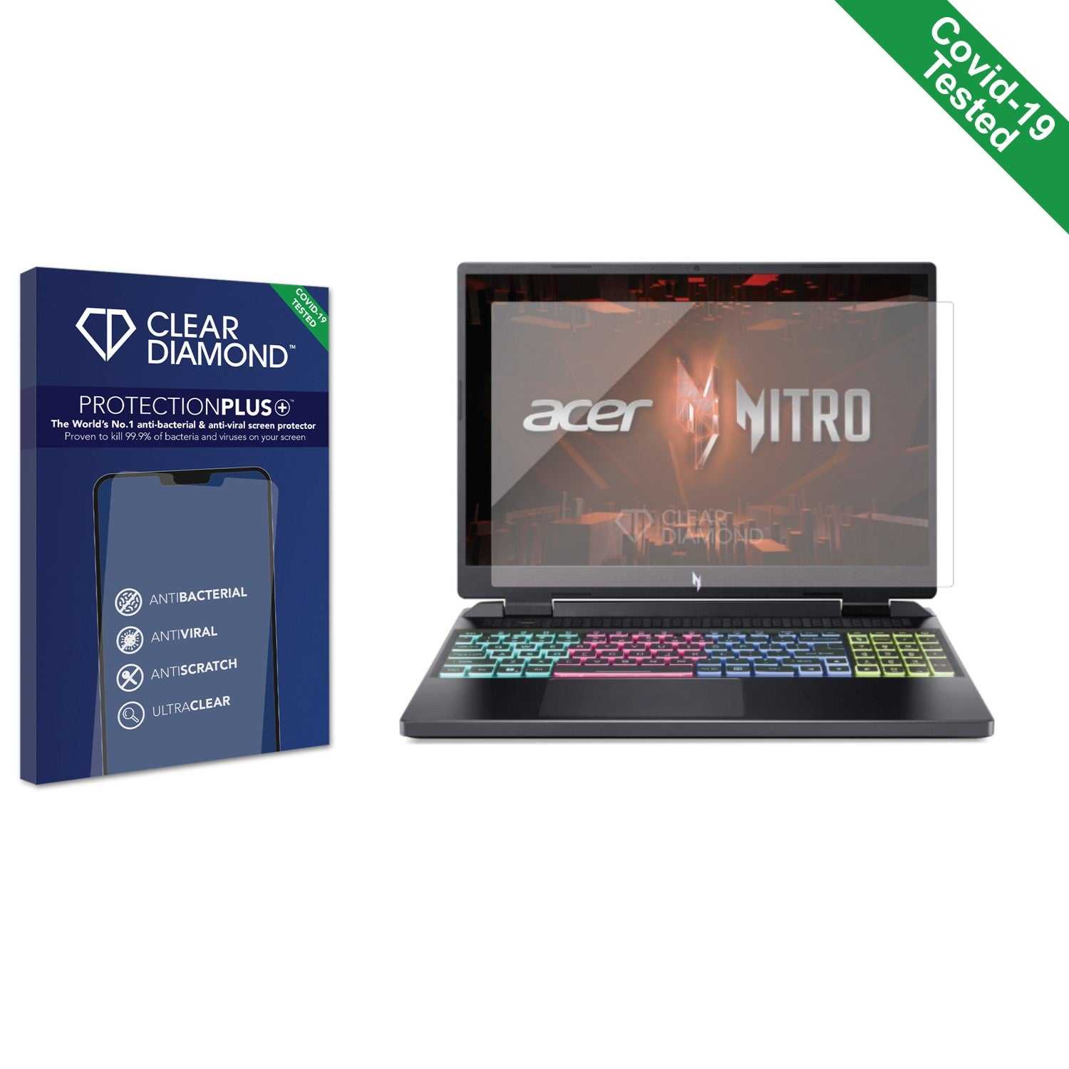 ScreenShield, Clear Diamond Anti-viral Screen Protector for Acer Nitro 16