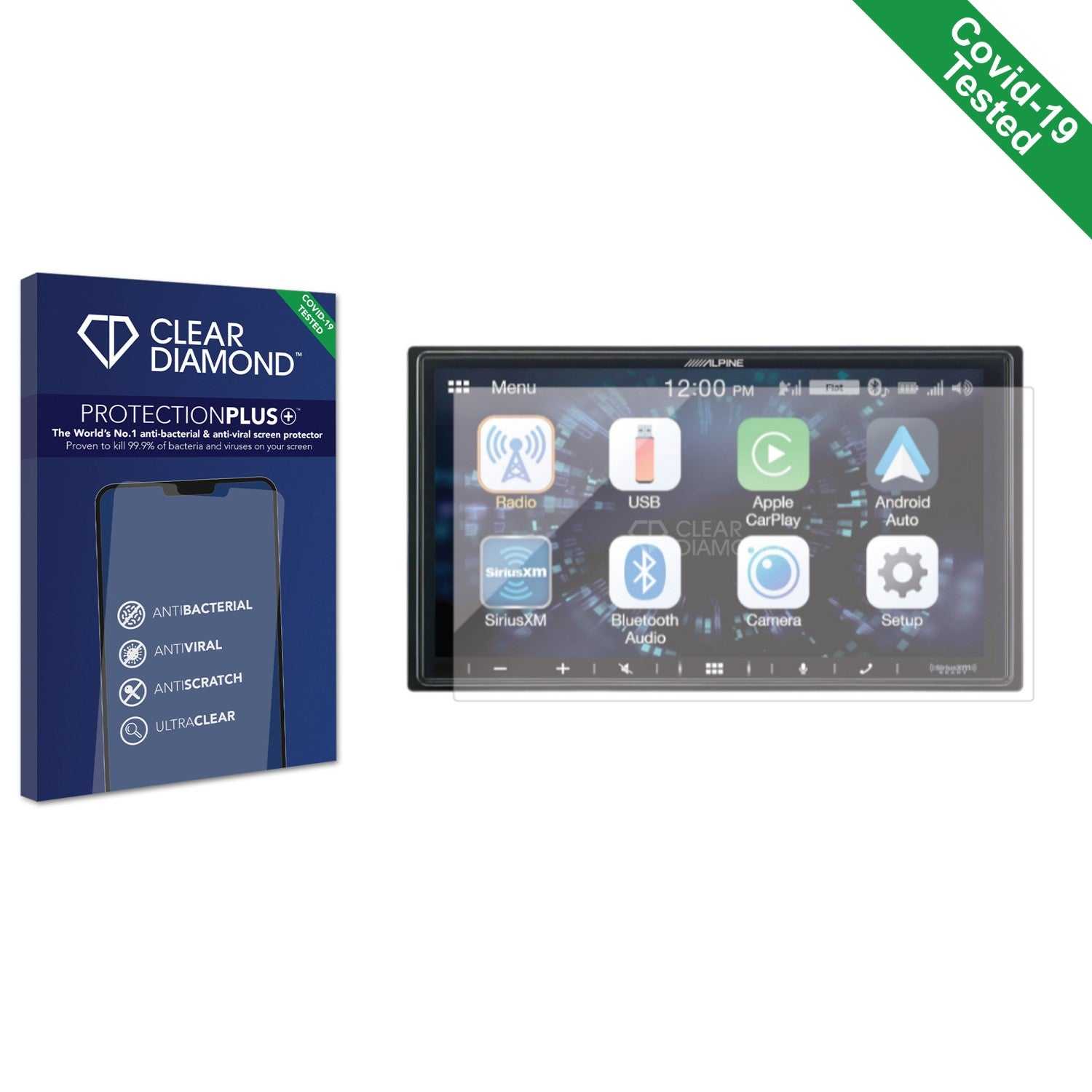 ScreenShield, Clear Diamond Anti-viral Screen Protector for Alpine iLX-W650 Multimedia