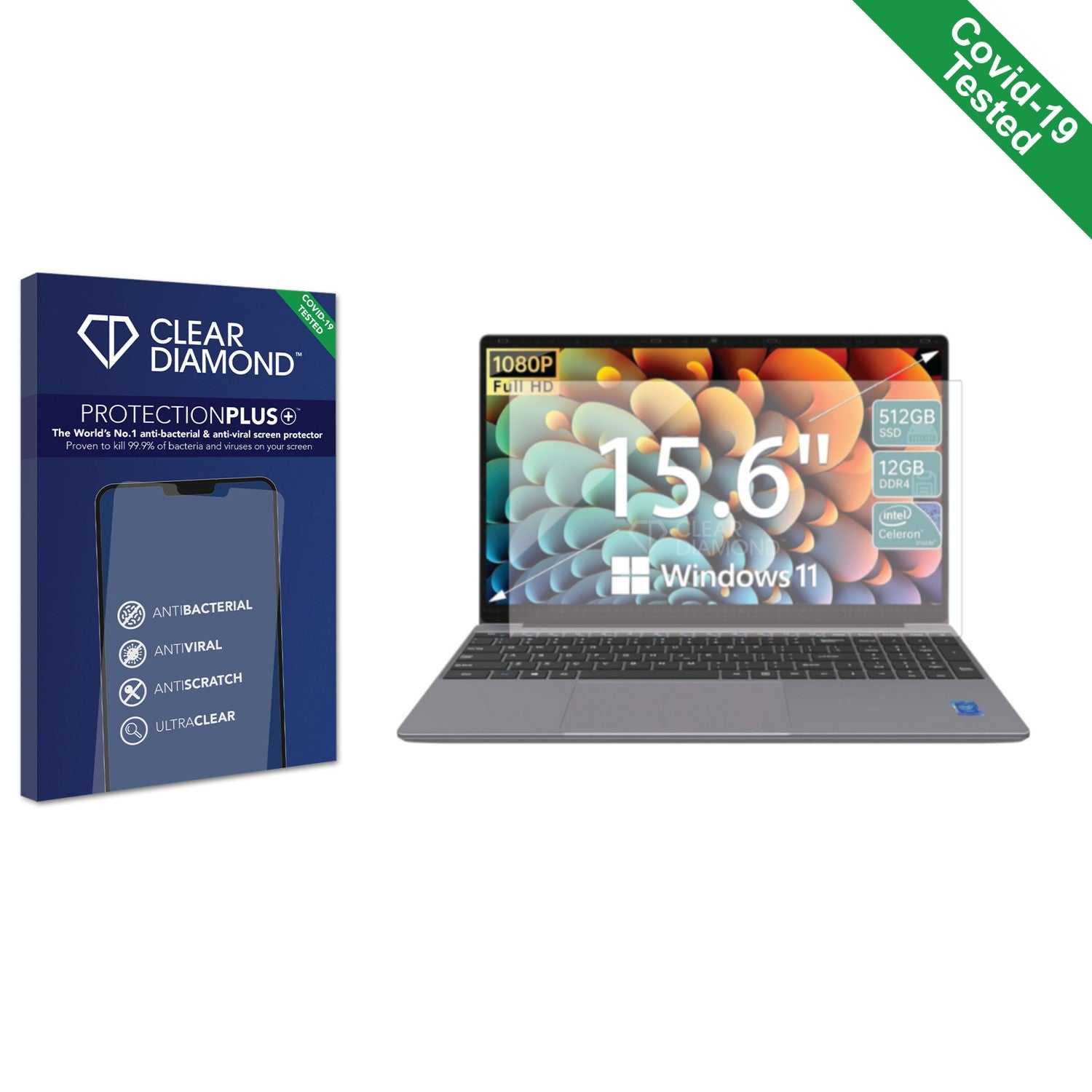 ScreenShield, Clear Diamond Anti-viral Screen Protector for ApoloSign 15.6" Laptop Computer