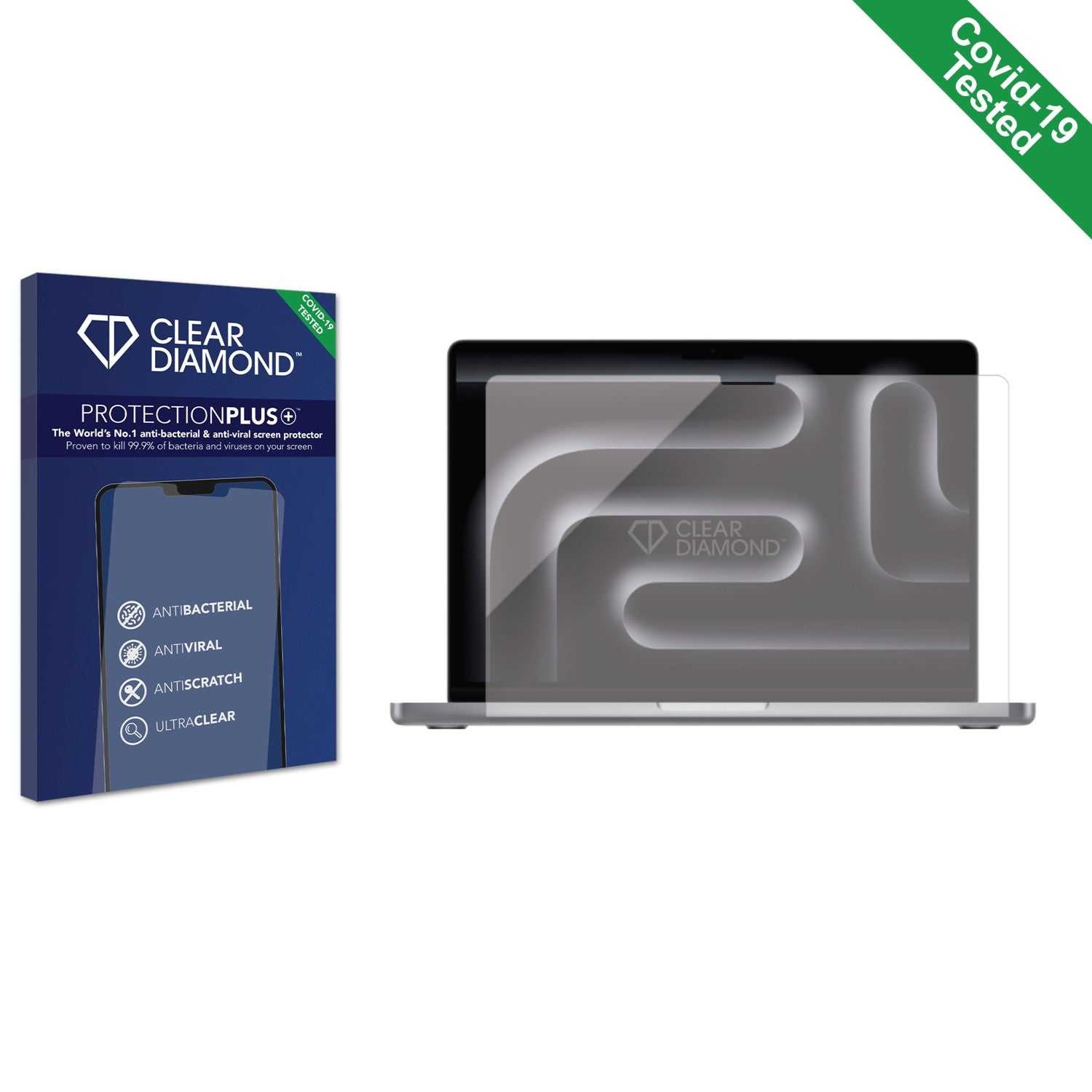 ScreenShield, Clear Diamond Anti-viral Screen Protector for Apple MacBook Pro 14" M3 2023