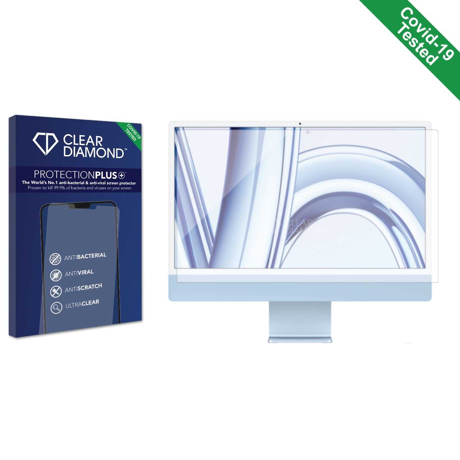 ScreenShield, Clear Diamond Anti-viral Screen Protector for Apple iMac 24" M3 2023