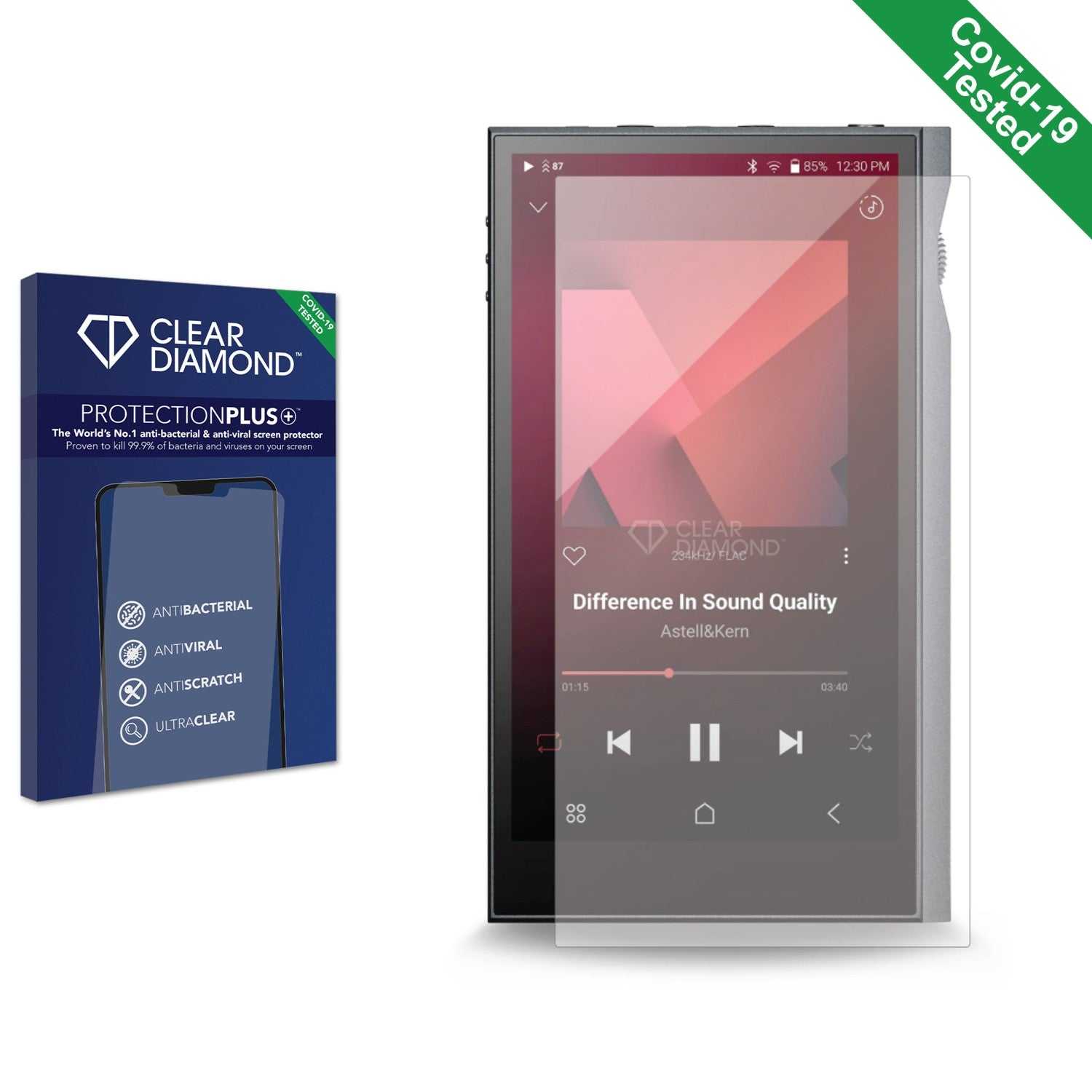 ScreenShield, Clear Diamond Anti-viral Screen Protector for Astell&Kern KANN Ultra