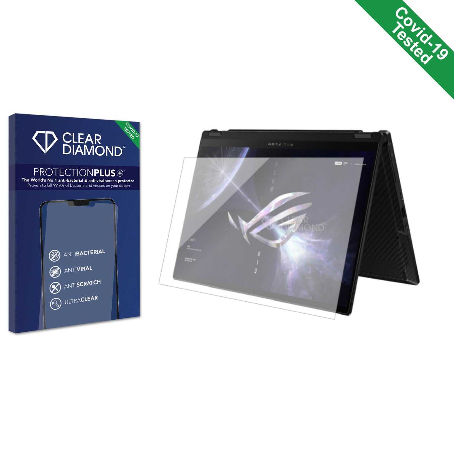 ScreenShield, Clear Diamond Anti-viral Screen Protector for Asus ROG Flow X13 2023