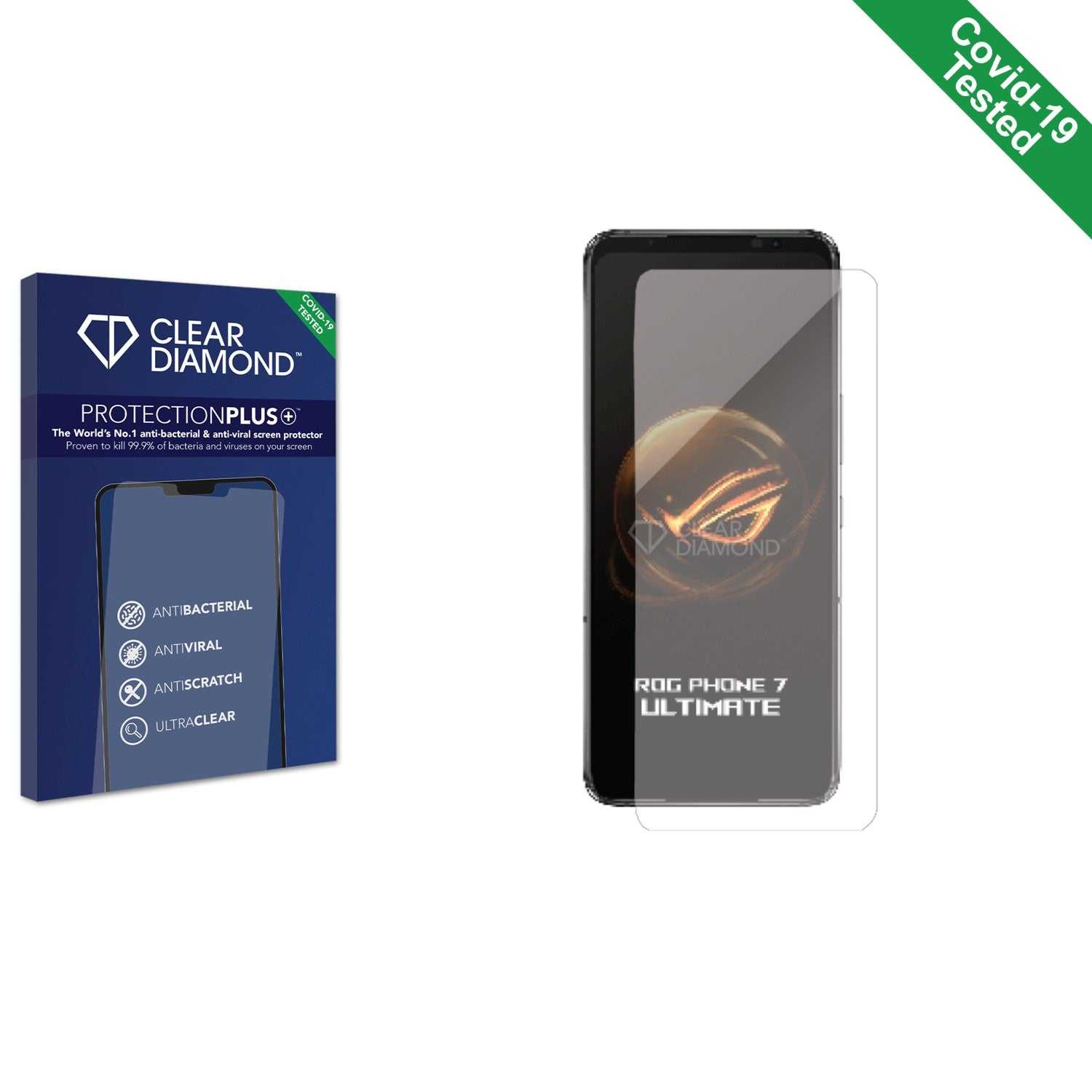 ScreenShield, Clear Diamond Anti-viral Screen Protector for Asus ROG Phone 7 Ultimate