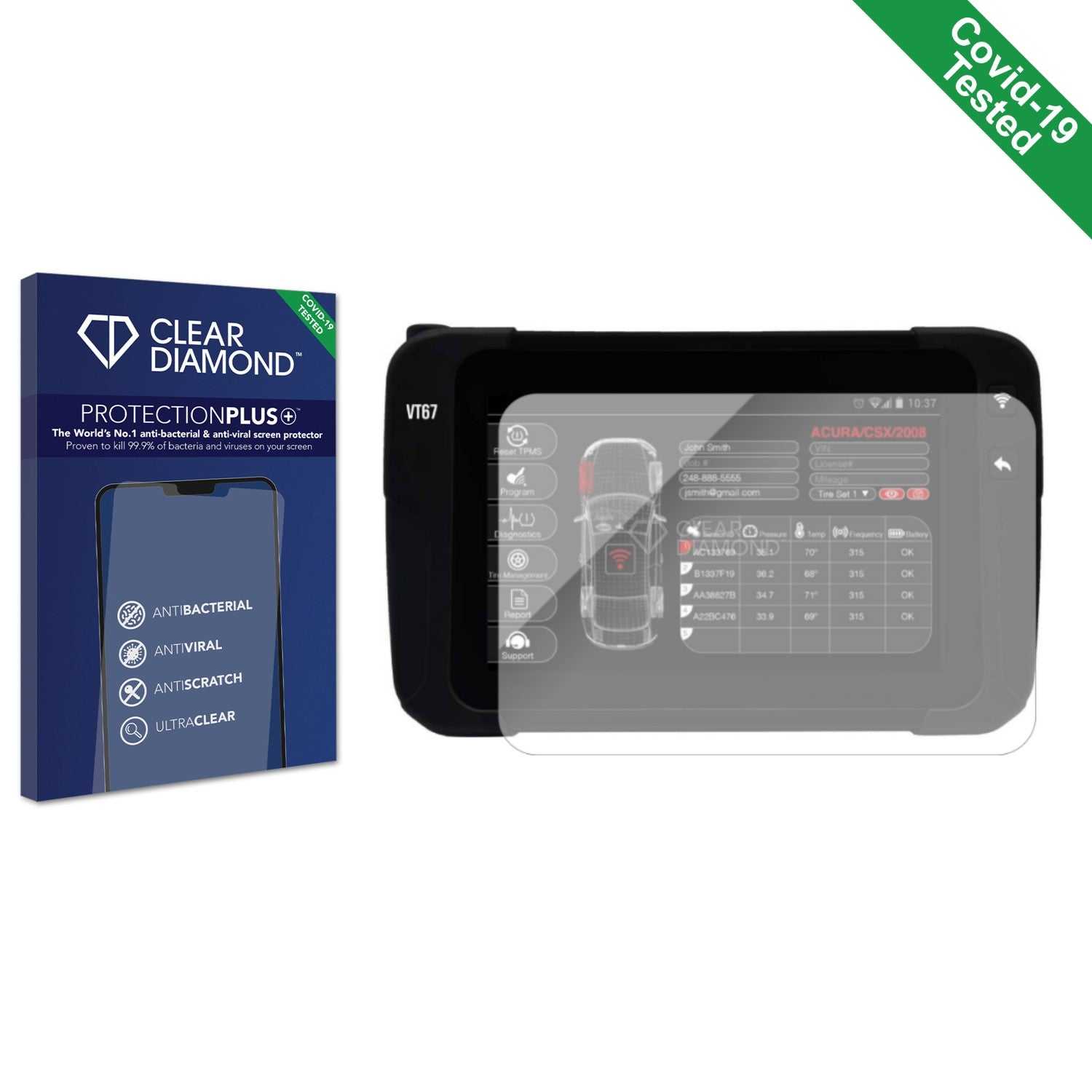 ScreenShield, Clear Diamond Anti-viral Screen Protector for Ateq VT67 RDKS-Tablet