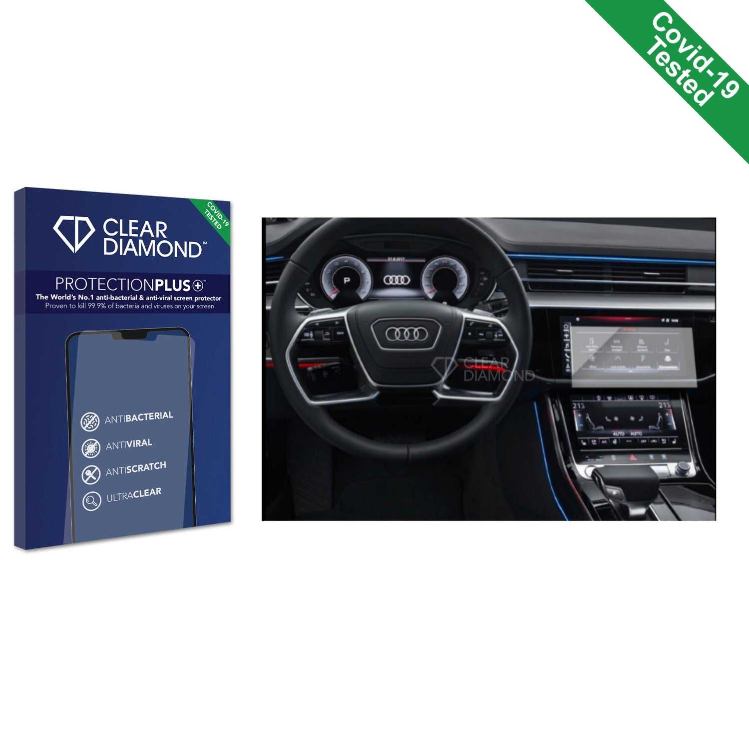 ScreenShield, Clear Diamond Anti-viral Screen Protector for Audi A8 4N ab 2018 Virtual Cockpit