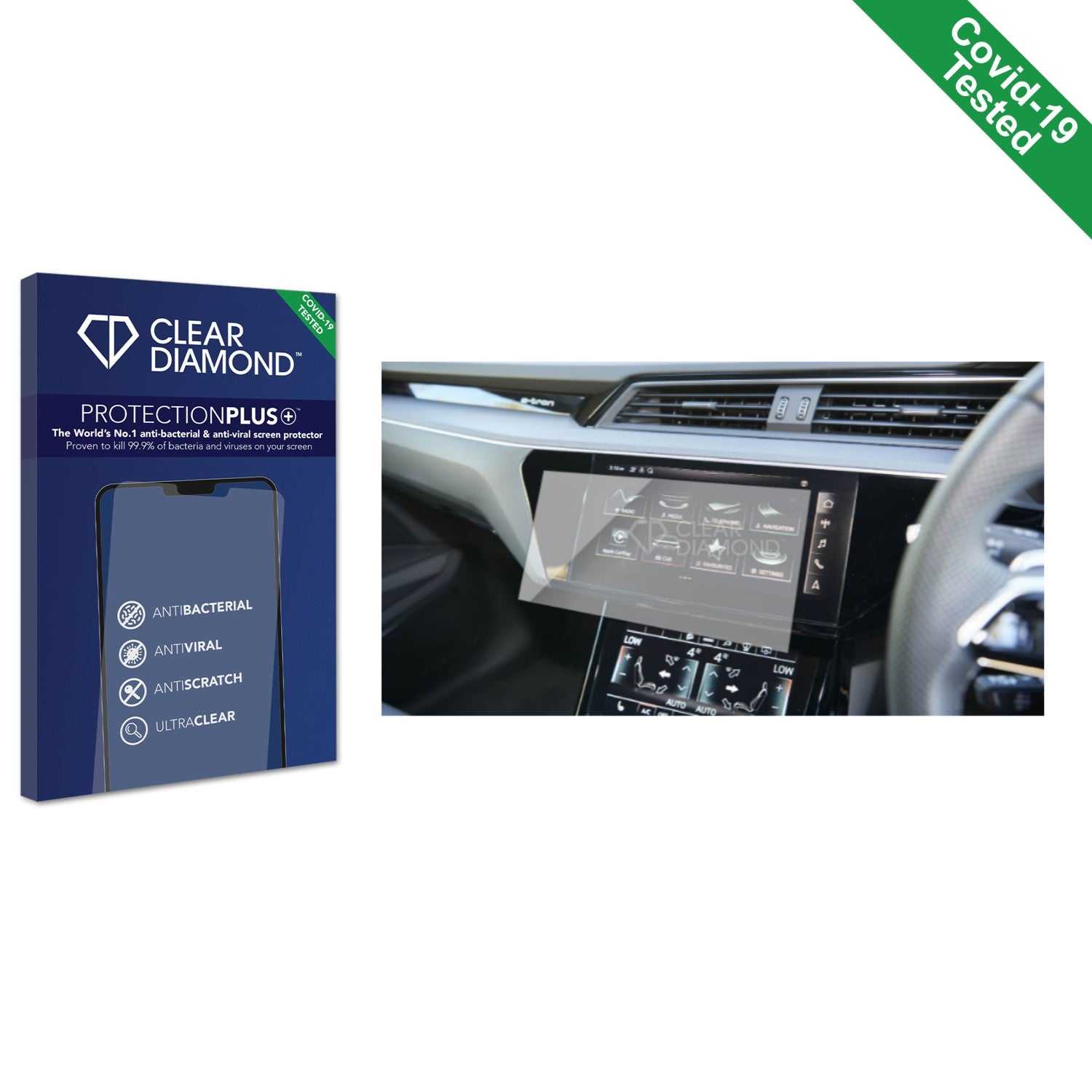 ScreenShield, Clear Diamond Anti-viral Screen Protector for Audi E-tron 50 2022 Infotainment System