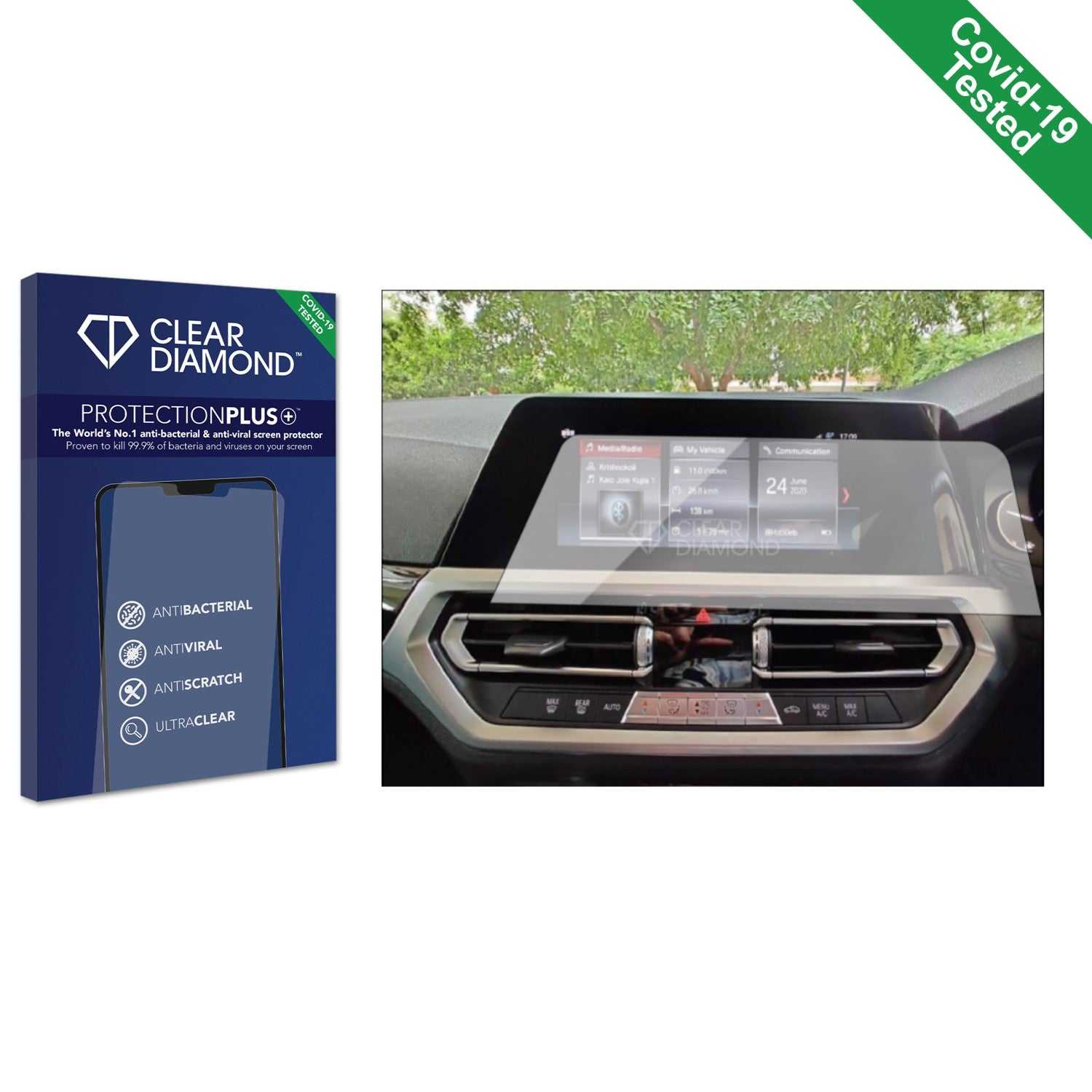 ScreenShield, Clear Diamond Anti-viral Screen Protector for BMW 3 G20 2020