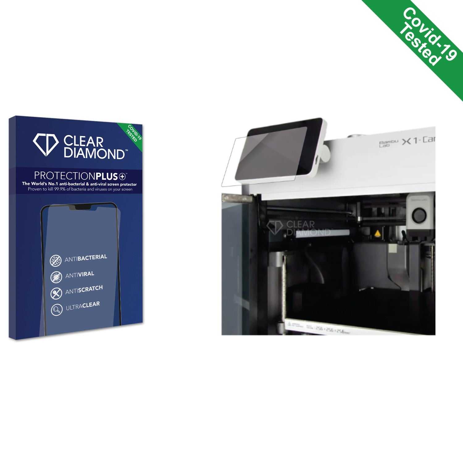 ScreenShield, Clear Diamond Anti-viral Screen Protector for Bambu Lab X1-Carbon 3D Printer