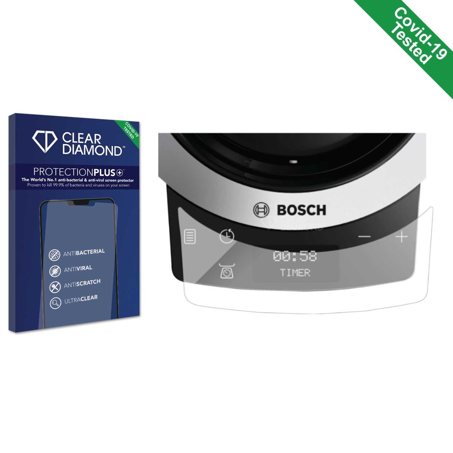 ScreenShield, Clear Diamond Anti-viral Screen Protector for Bosch Series 8 OptiMUM MUM9AX5S00