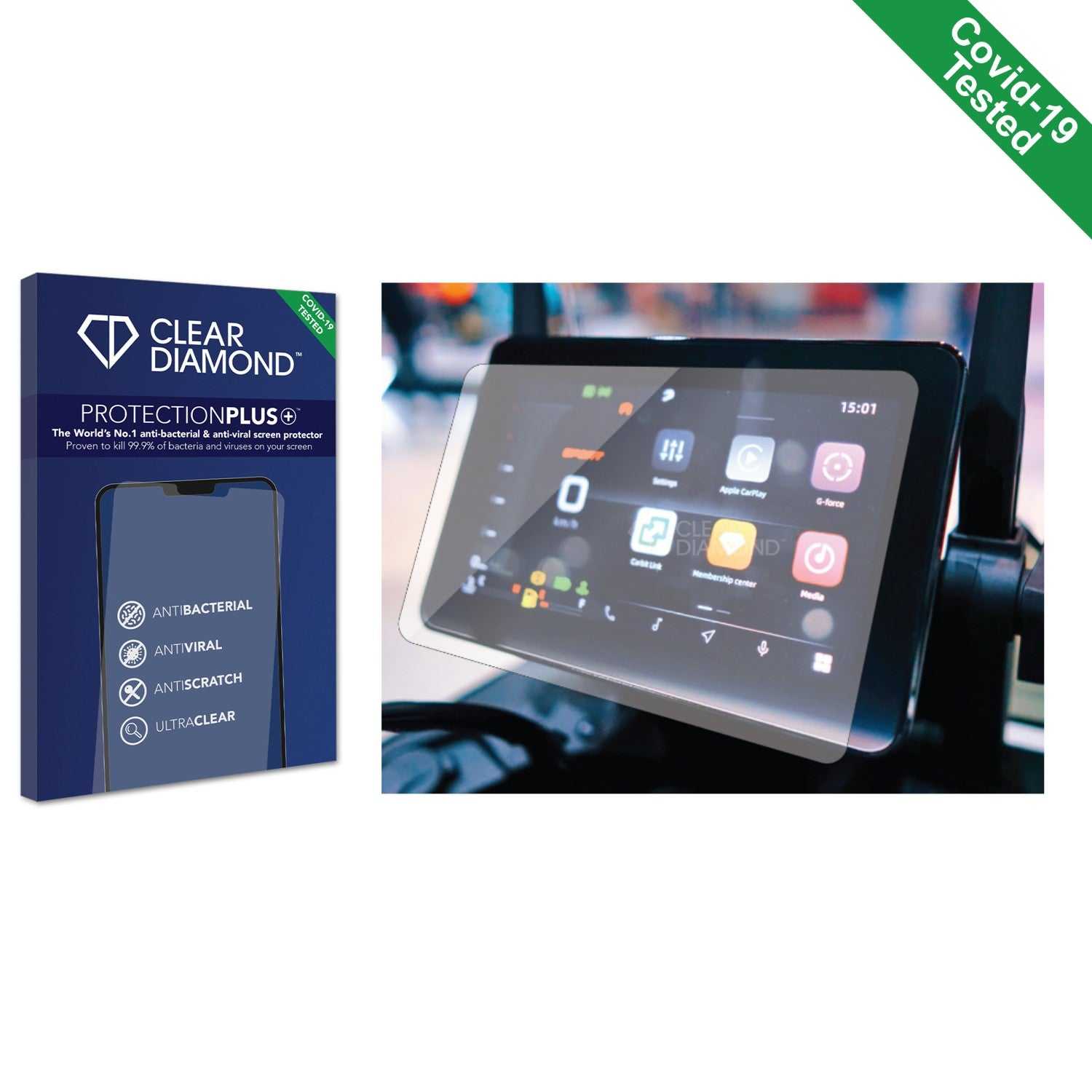 ScreenShield, Clear Diamond Anti-viral Screen Protector for CFMoto 800MT Explore