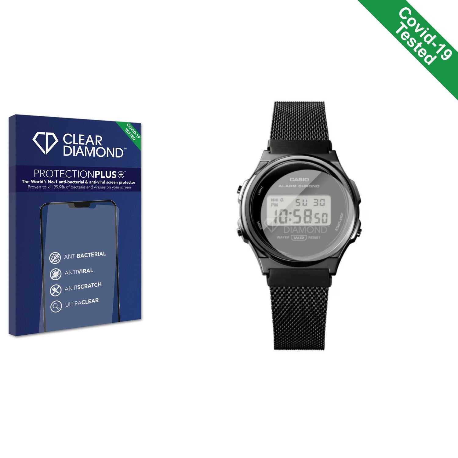 ScreenShield, Clear Diamond Anti-viral Screen Protector for Casio A171WEMB-1A