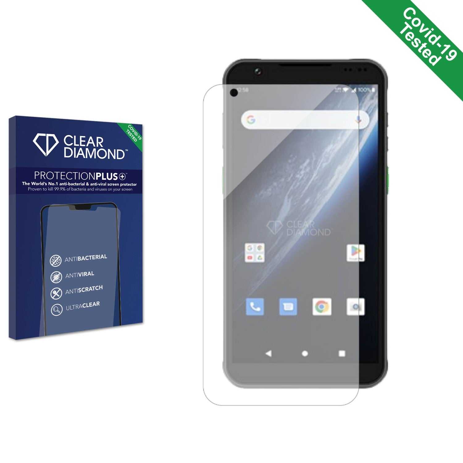 ScreenShield, Clear Diamond Anti-viral Screen Protector for Chainway MC50