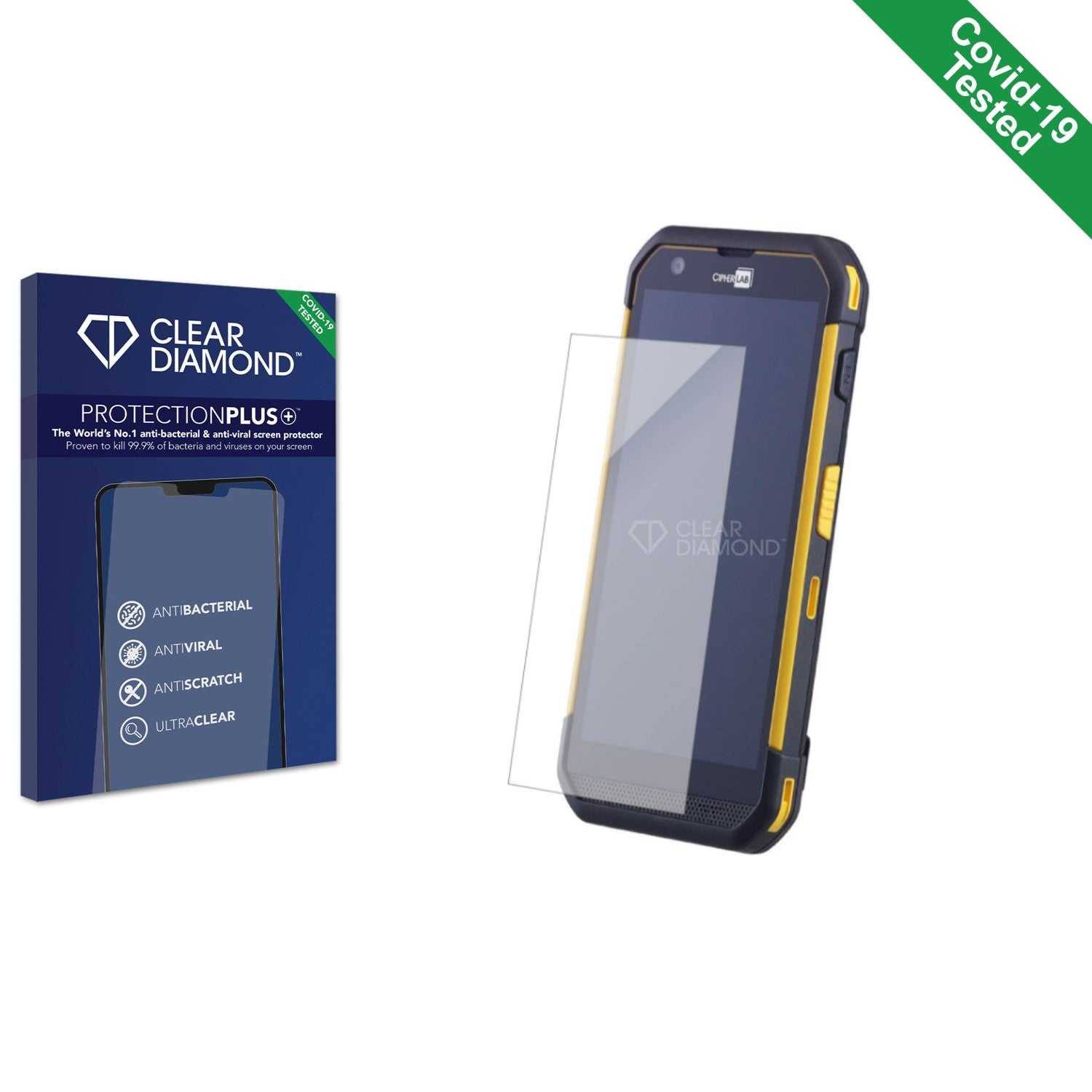 ScreenShield, Clear Diamond Anti-viral Screen Protector for Cipherlab RS36