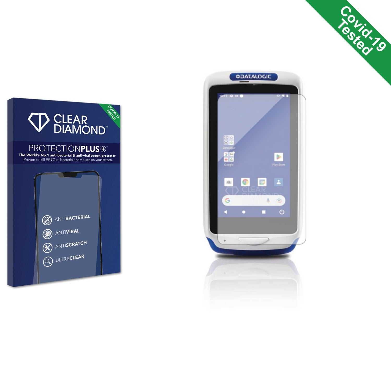 ScreenShield, Clear Diamond Anti-viral Screen Protector for Datalogic Joya Touch 22