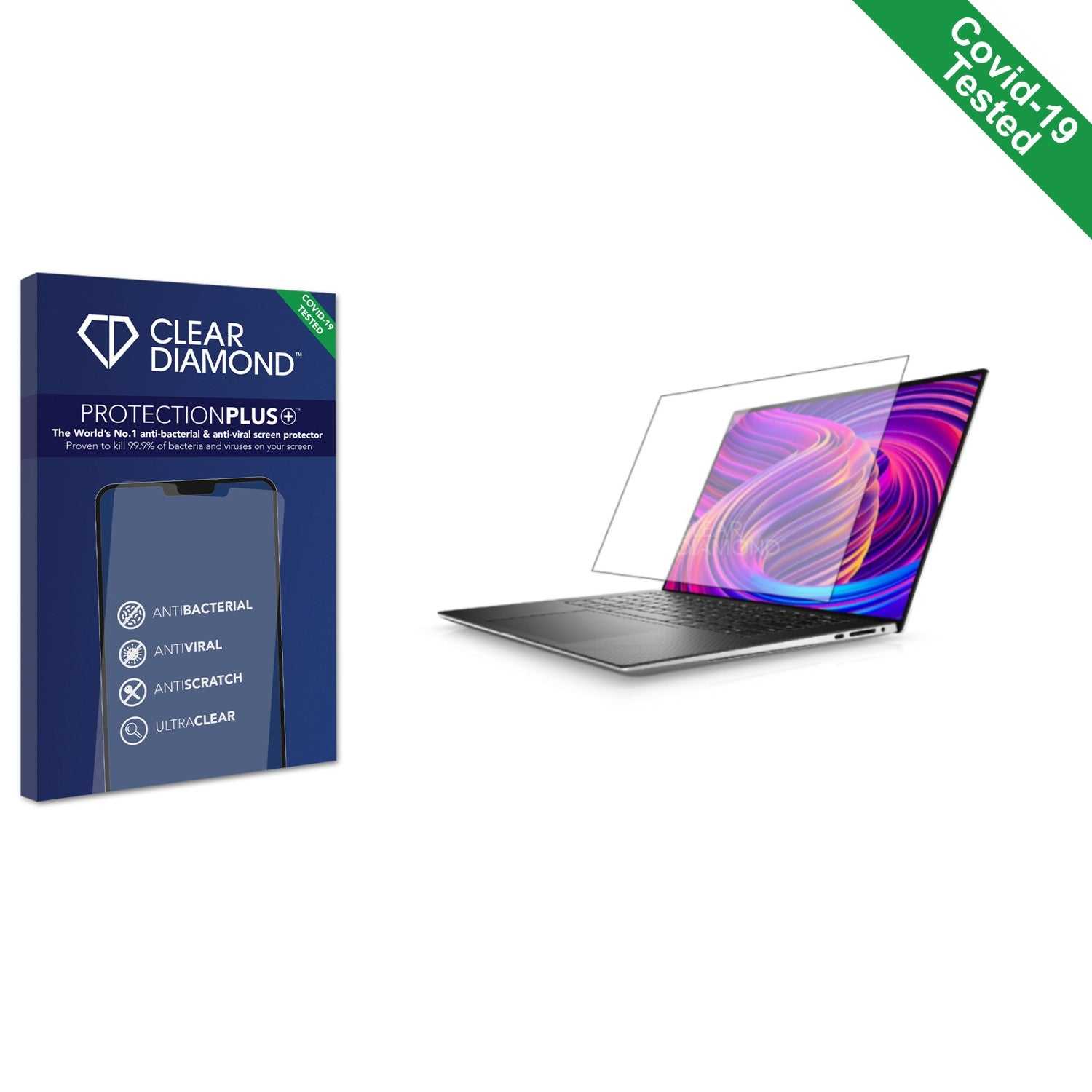ScreenShield, Clear Diamond Anti-viral Screen Protector for Dell XPS  15 16:10 (13.Gen)