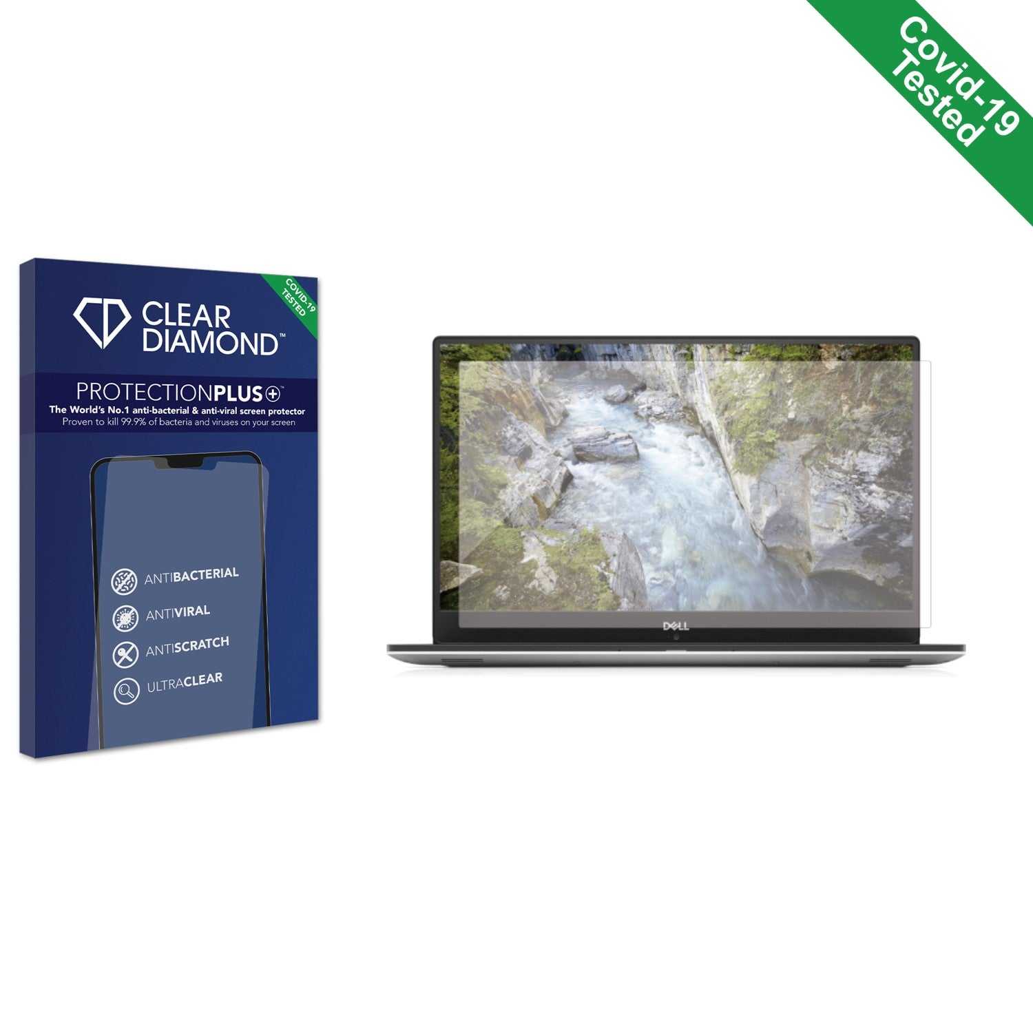 ScreenShield, Clear Diamond Anti-viral Screen Protector for Dell XPS 15 9570 Non-Touch