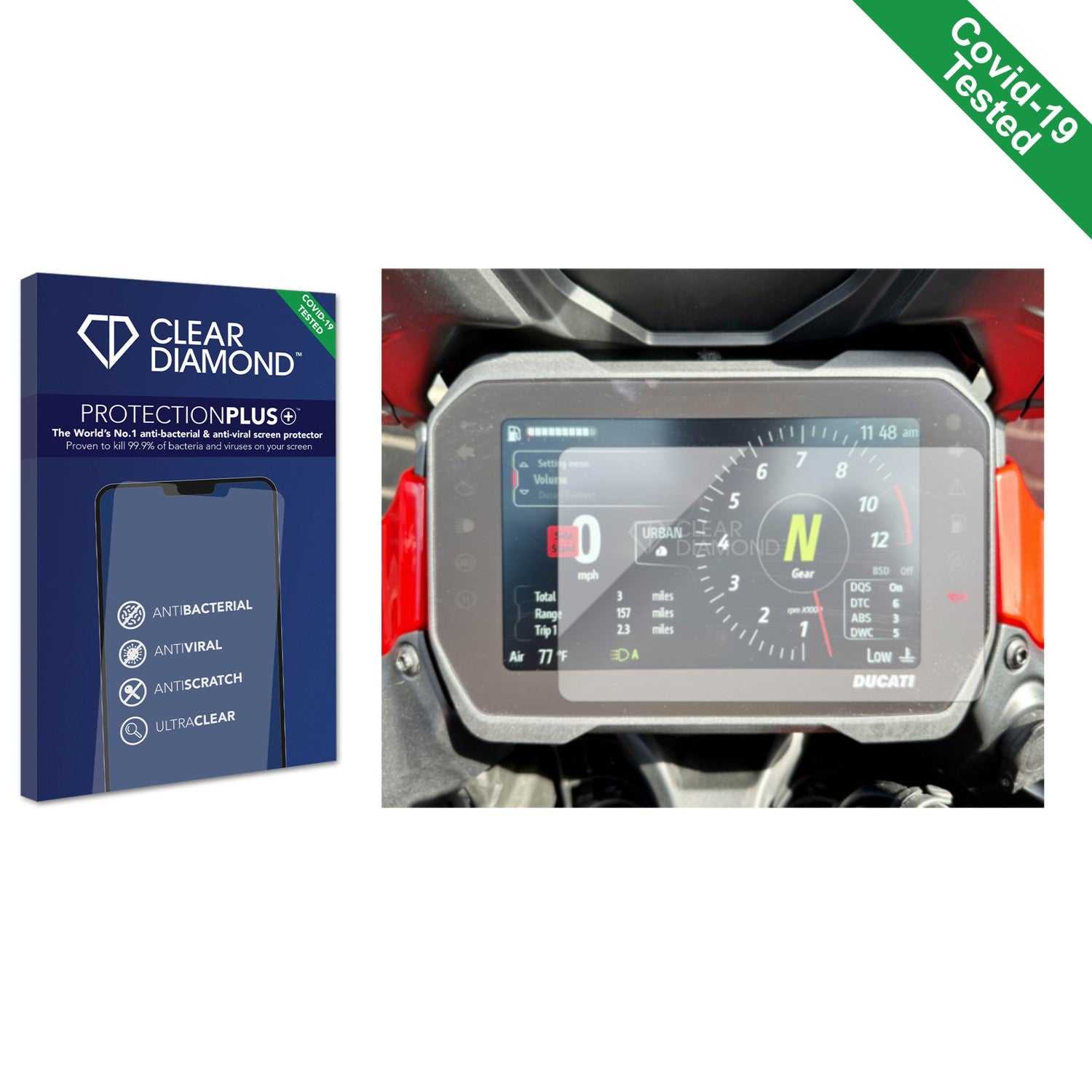 ScreenShield, Clear Diamond Anti-viral Screen Protector for Ducati Multistrada V4 Pikes Peak 2023