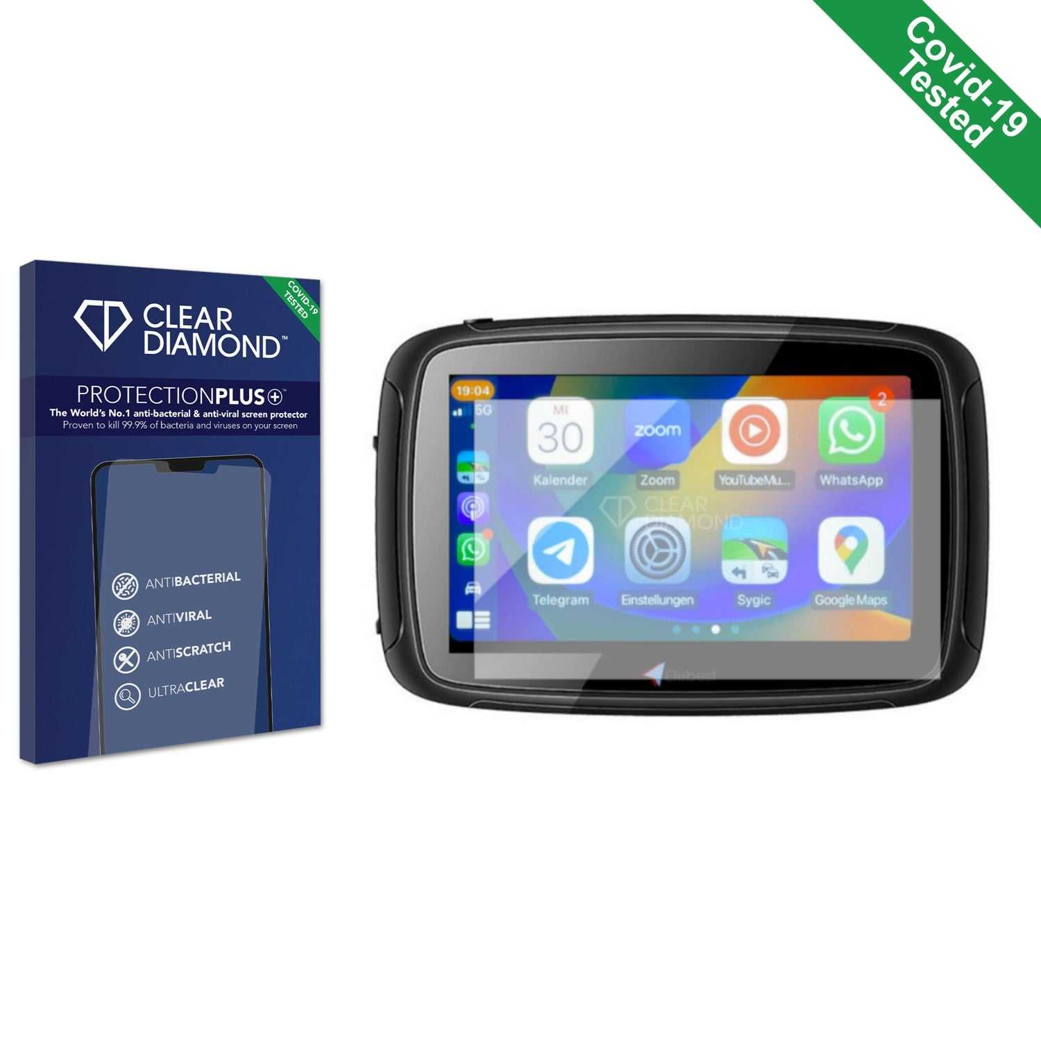 ScreenShield, Clear Diamond Anti-viral Screen Protector for Elebest Carplay C650 5