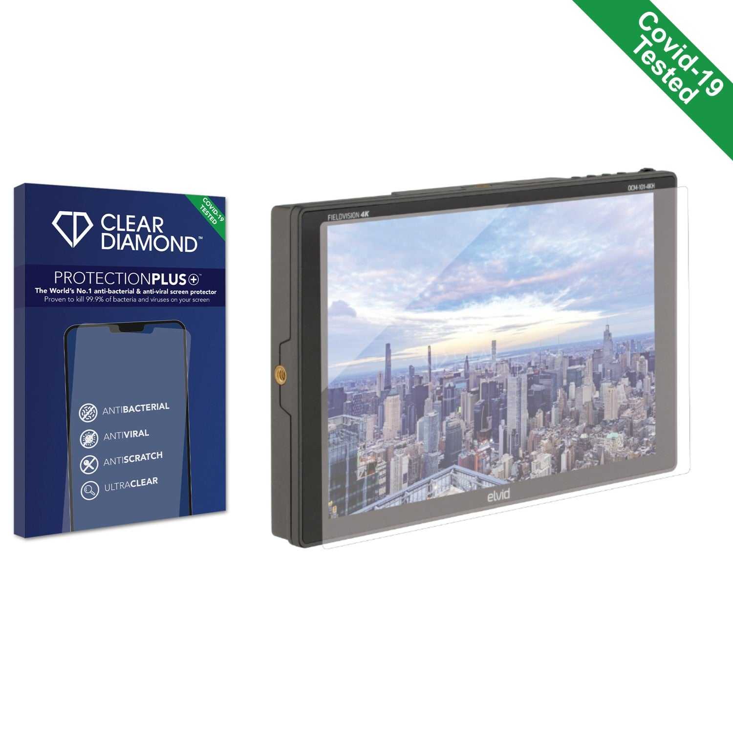 ScreenShield, Clear Diamond Anti-viral Screen Protector for Elvid FieldVision 10.1" LCD On-Camera Monitor