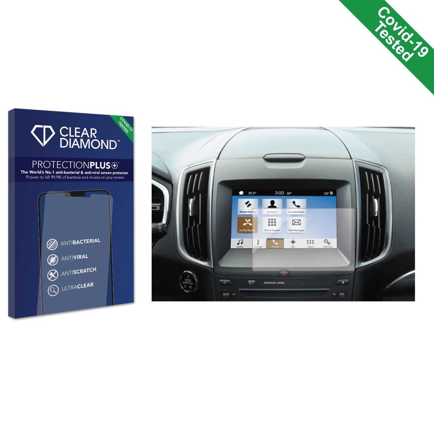 ScreenShield, Clear Diamond Anti-viral Screen Protector for Ford Ranger XLT 2022 SYNC2 8"