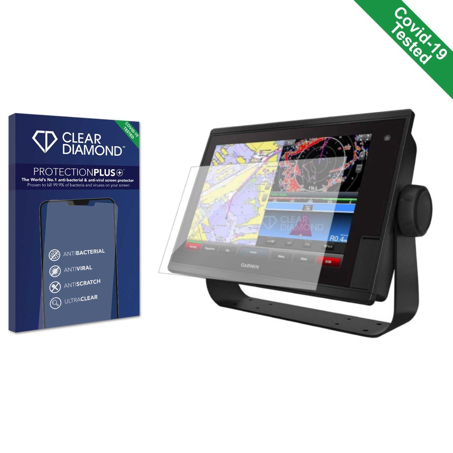 ScreenShield, Clear Diamond Anti-viral Screen Protector for Garmin GPSMAP 1222 Touch