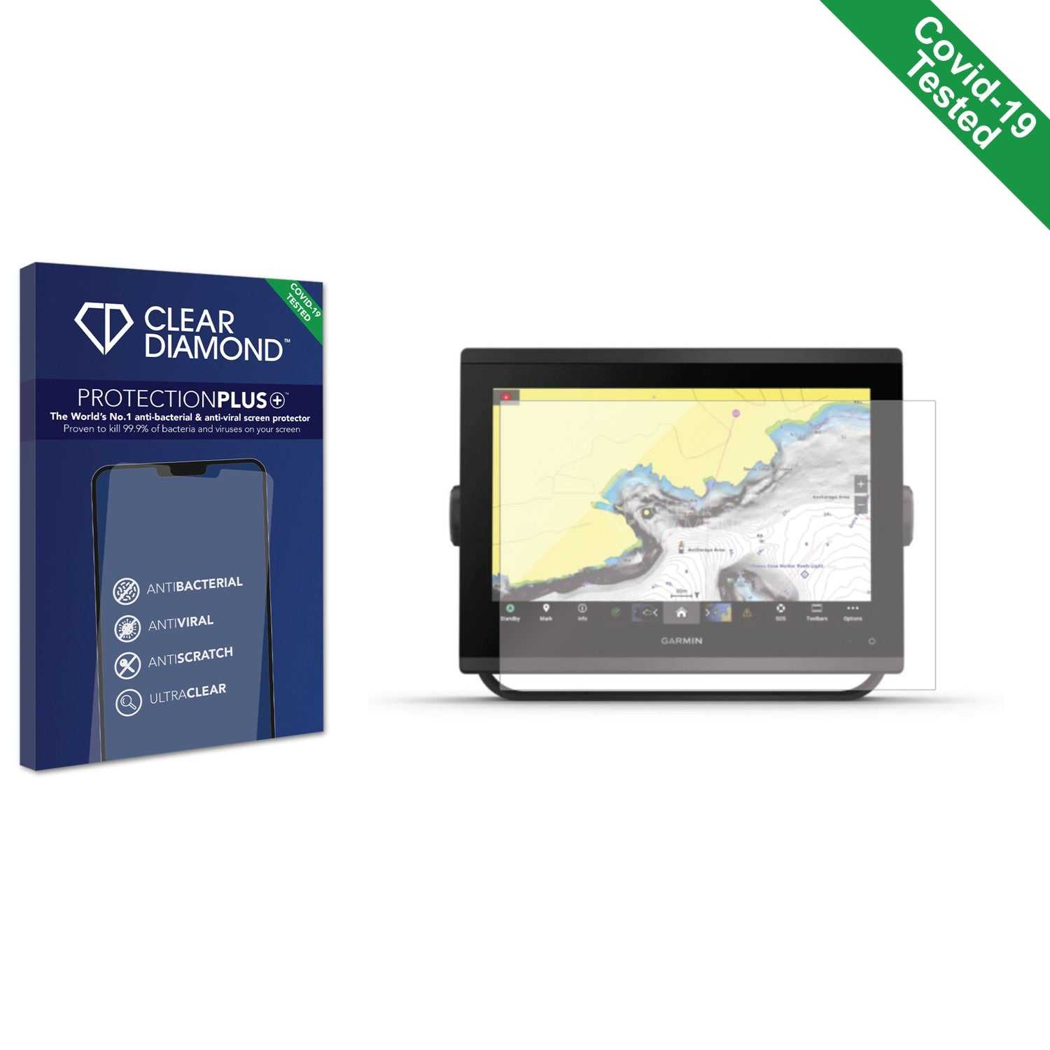 ScreenShield, Clear Diamond Anti-viral Screen Protector for Garmin GPSMAP 1253xsv