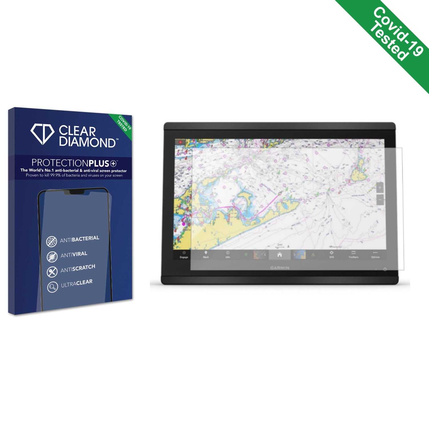 ScreenShield, Clear Diamond Anti-viral Screen Protector for Garmin GPSMAP 8616