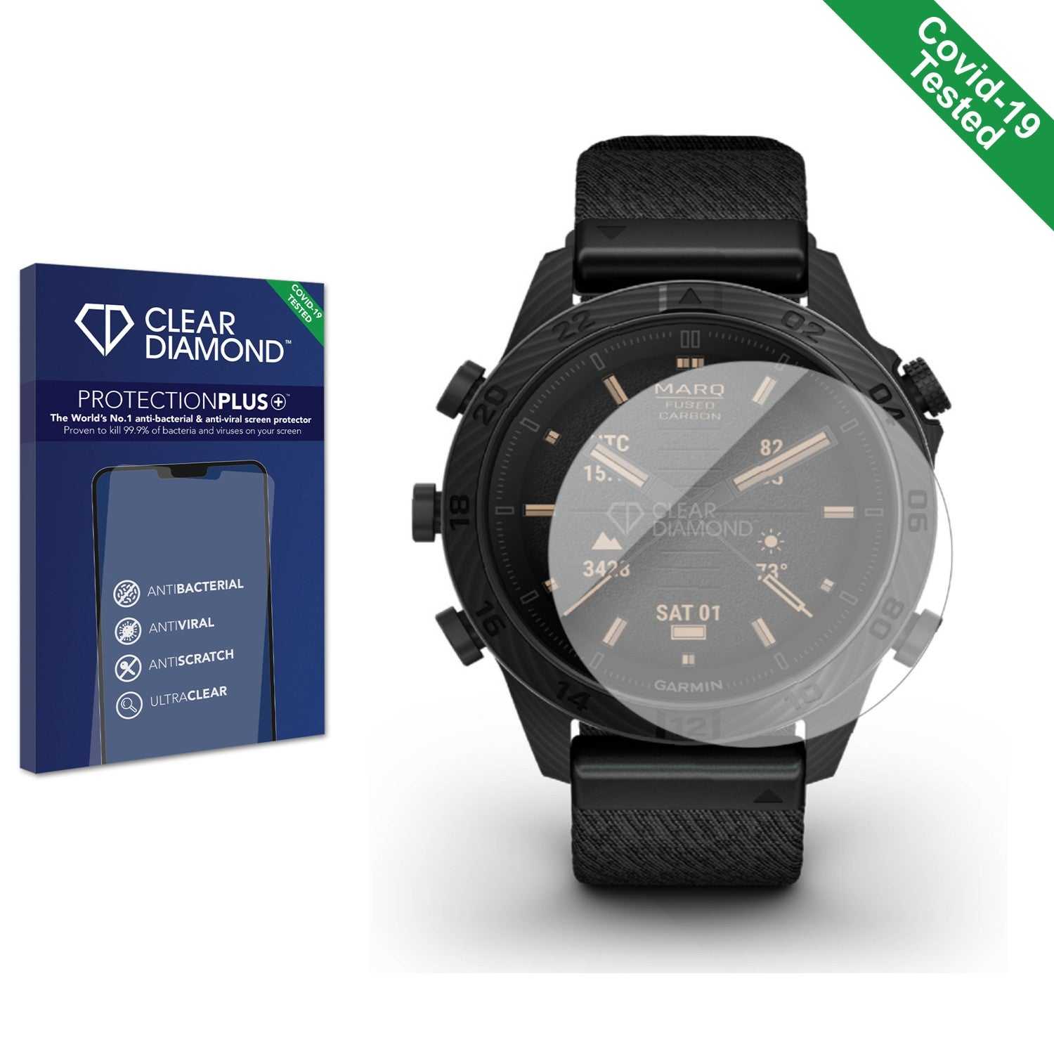 ScreenShield, Clear Diamond Anti-viral Screen Protector for Garmin Marq Commander Gen 2