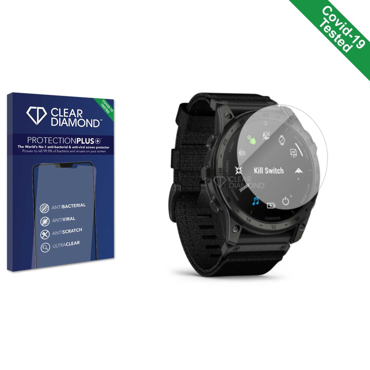 ScreenShield, Clear Diamond Anti-viral Screen Protector for Garmin Tactix 7 AMOLED