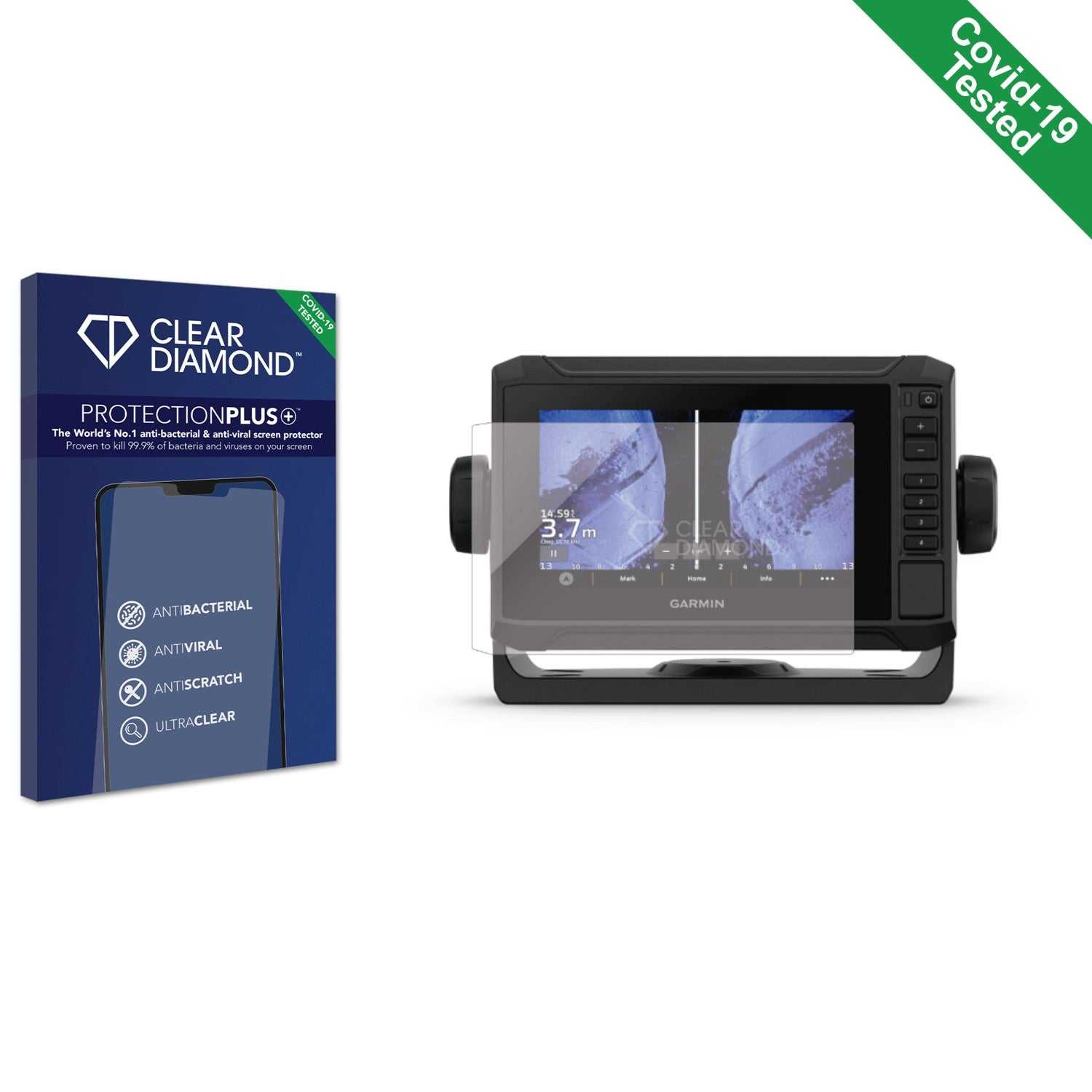 ScreenShield, Clear Diamond Anti-viral Screen Protector for Garmin UHD2 6" Chartplotter