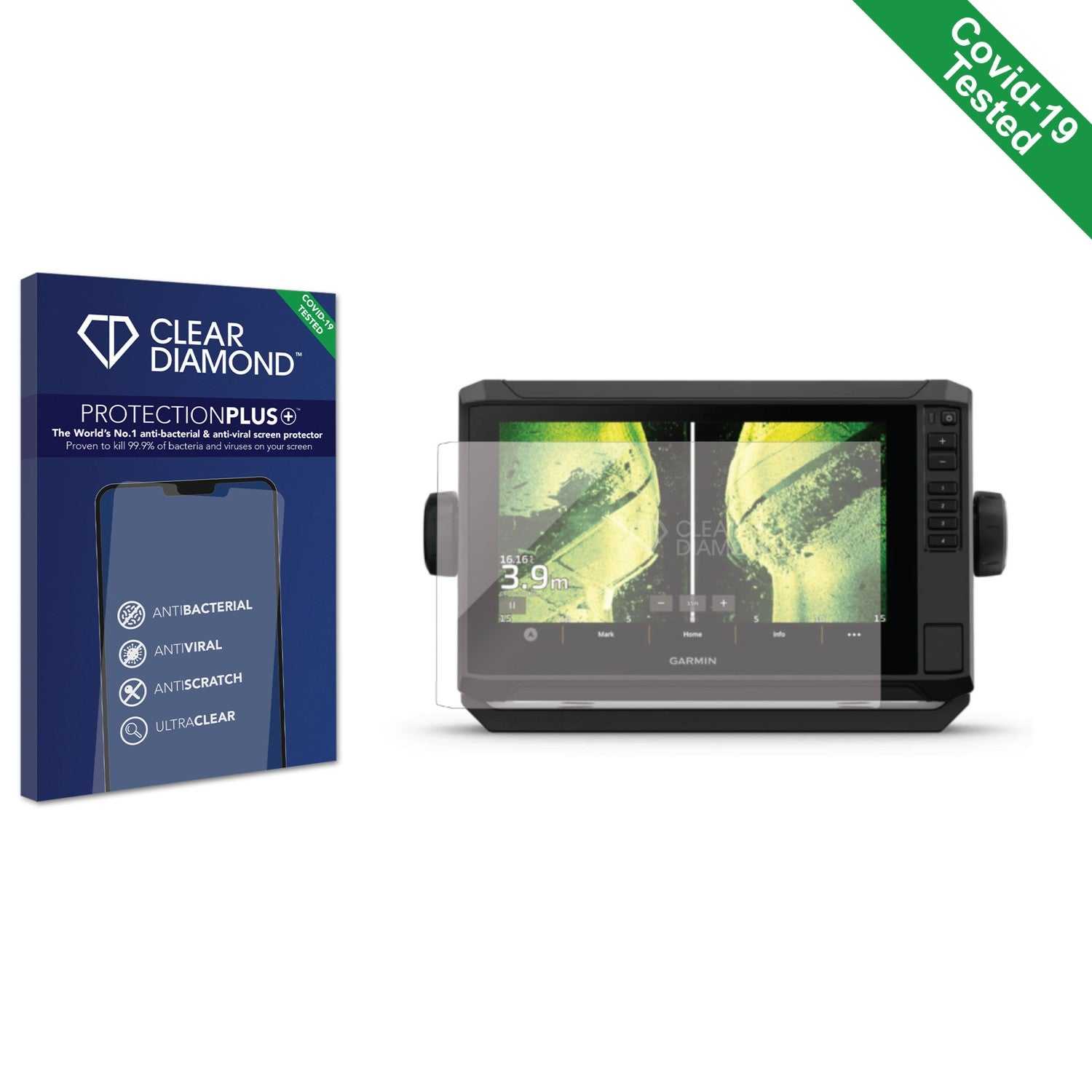 ScreenShield, Clear Diamond Anti-viral Screen Protector for Garmin UHD2 9" Chartplotter