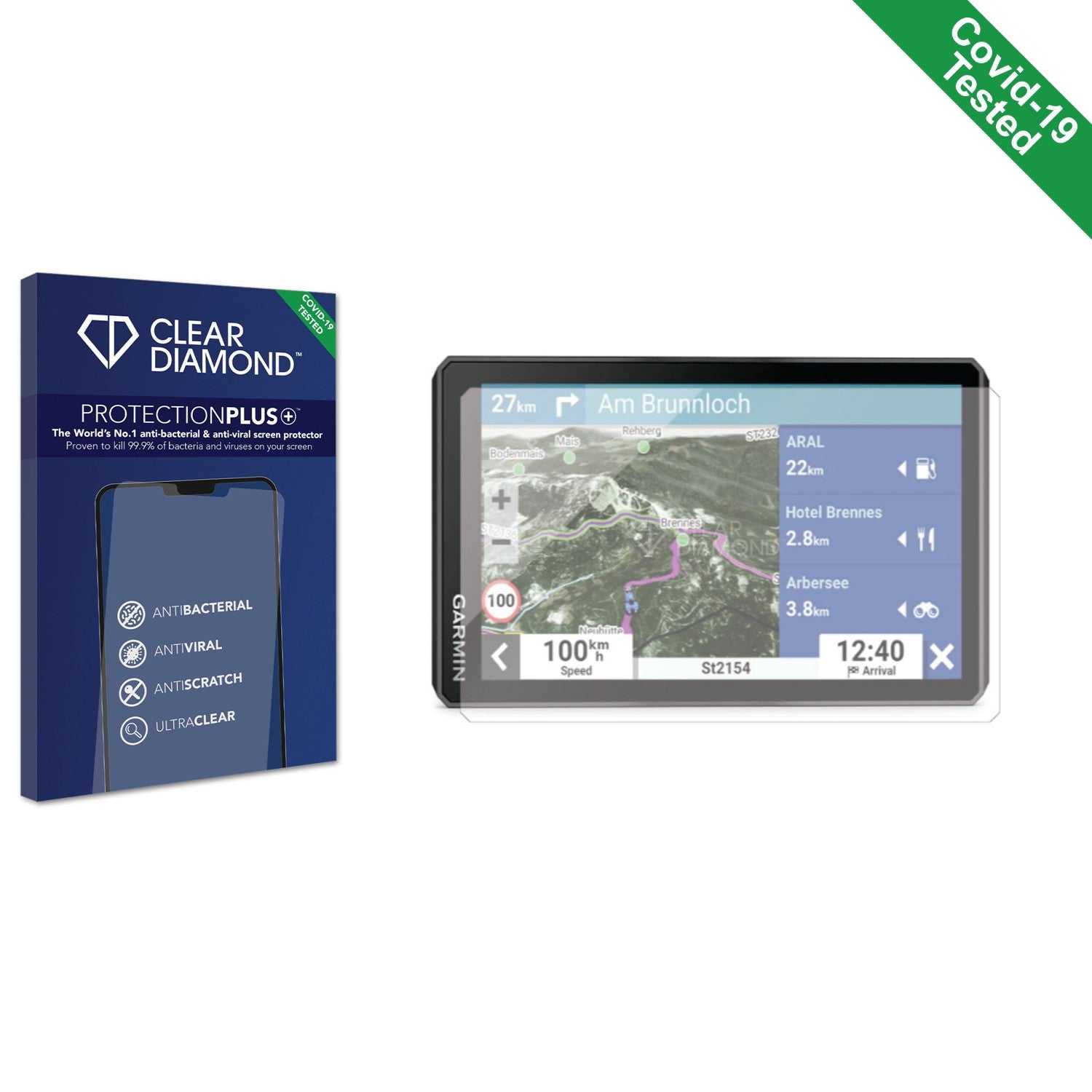 ScreenShield, Clear Diamond Anti-viral Screen Protector for Garmin Zumo XT2