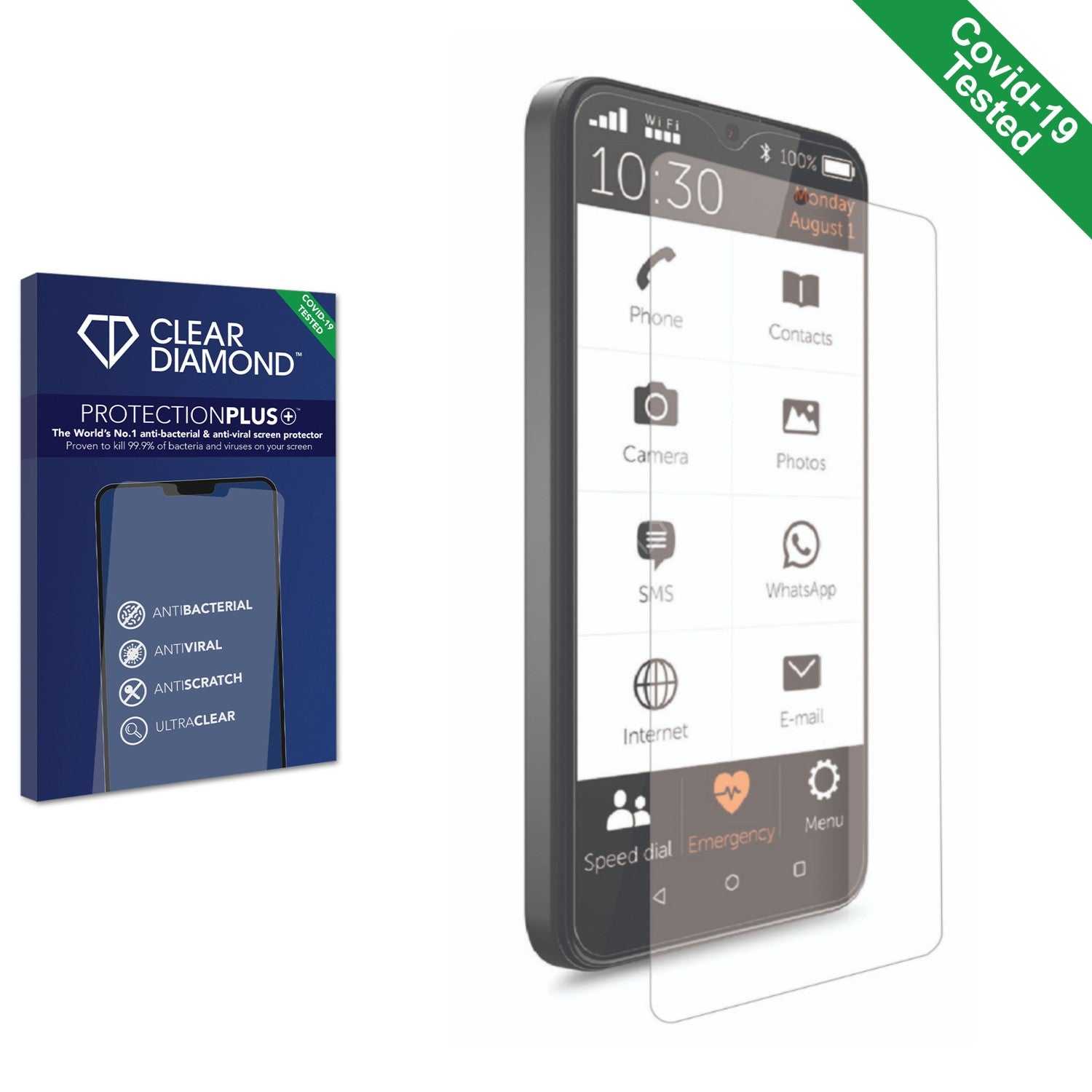 ScreenShield, Clear Diamond Anti-viral Screen Protector for Gigaset GS5 senior