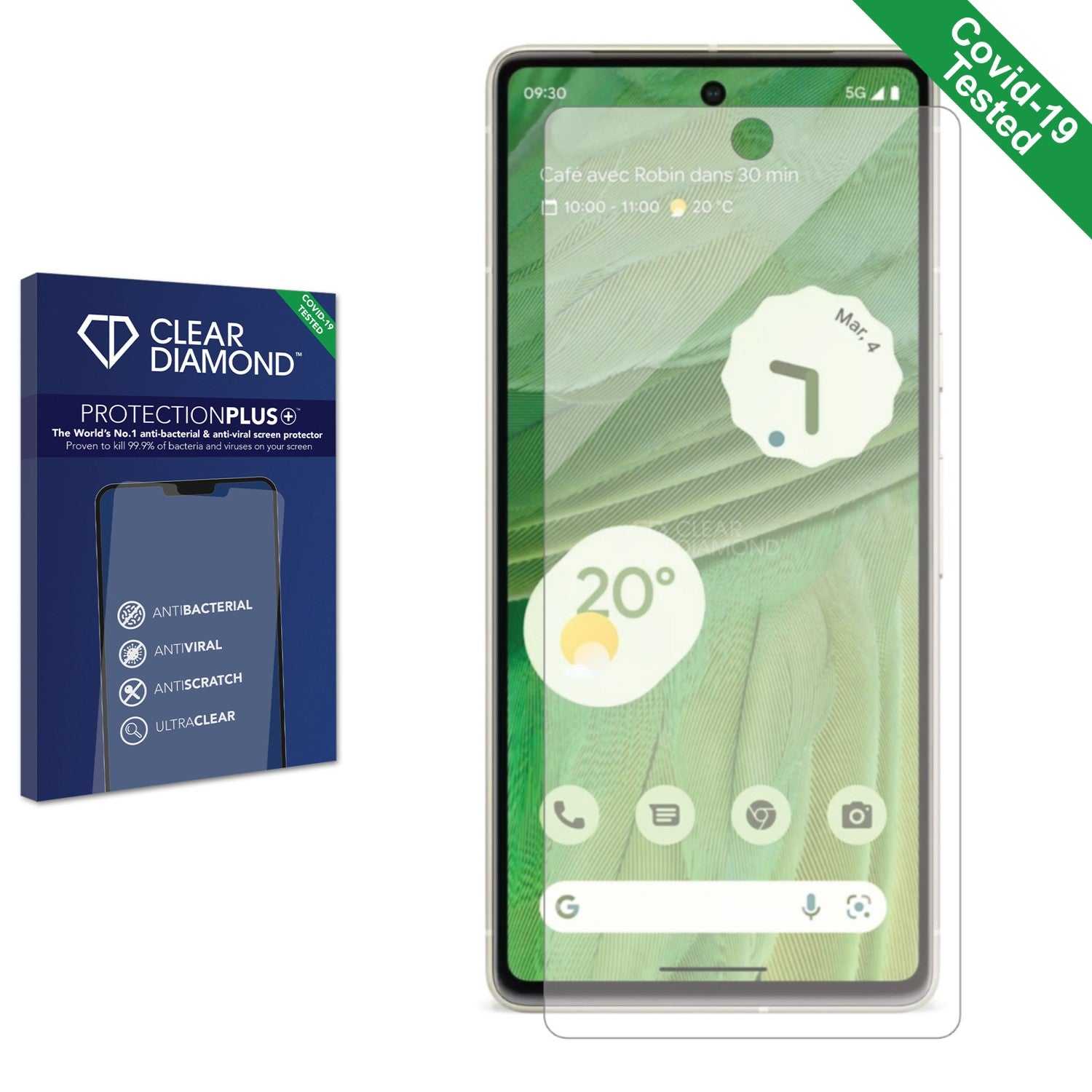 ScreenShield, Clear Diamond Anti-viral Screen Protector for Google Pixel 7a