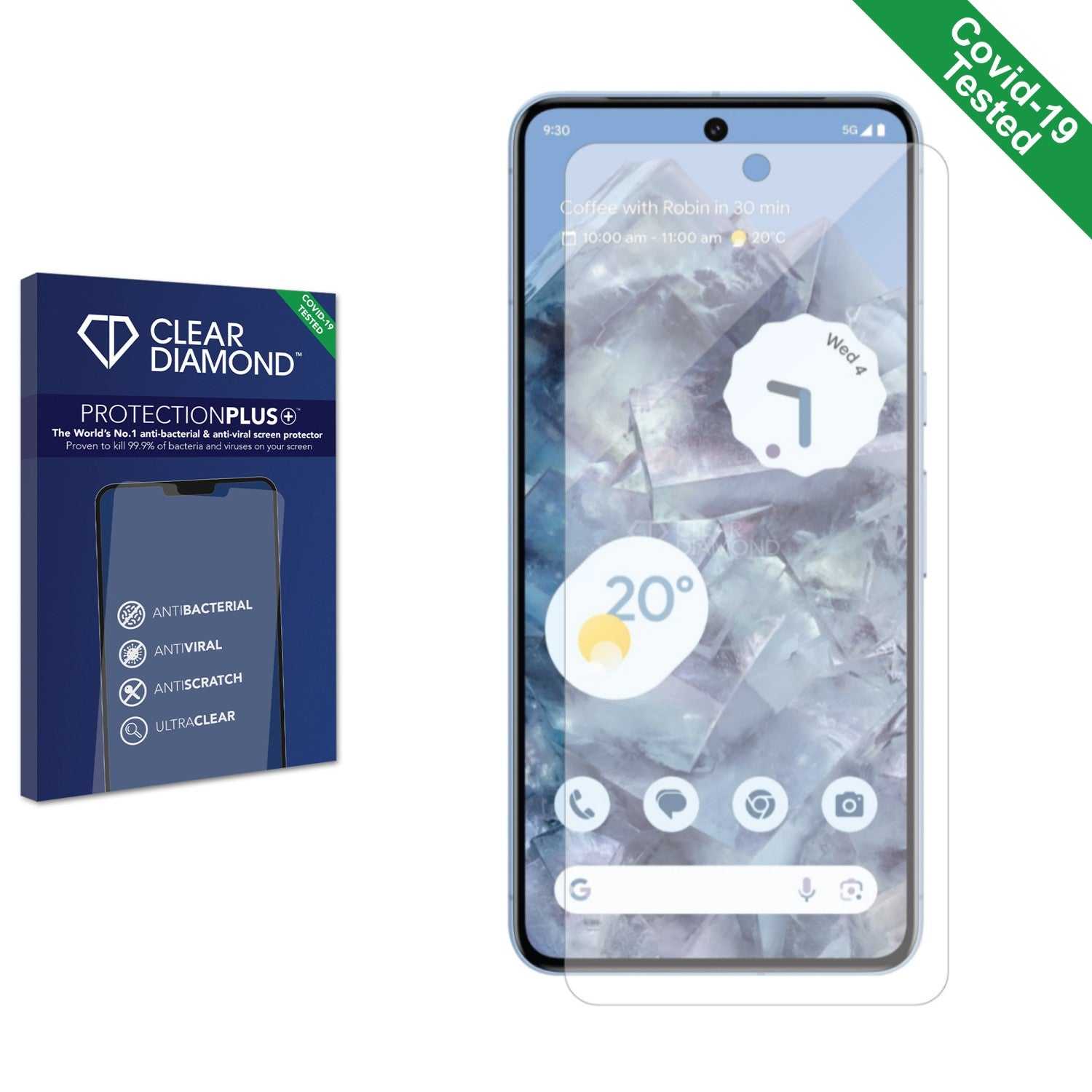 ScreenShield, Clear Diamond Anti-viral Screen Protector for Google Pixel 8 Pro