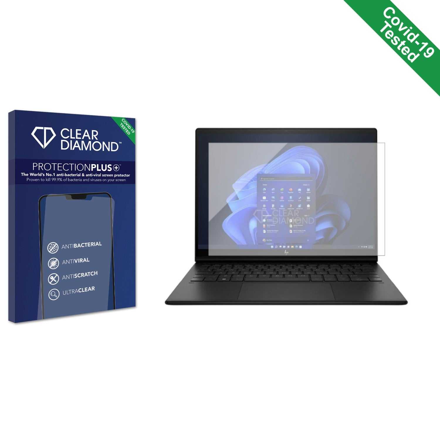 ScreenShield, Clear Diamond Anti-viral Screen Protector for HP Dragonfly Folio G3