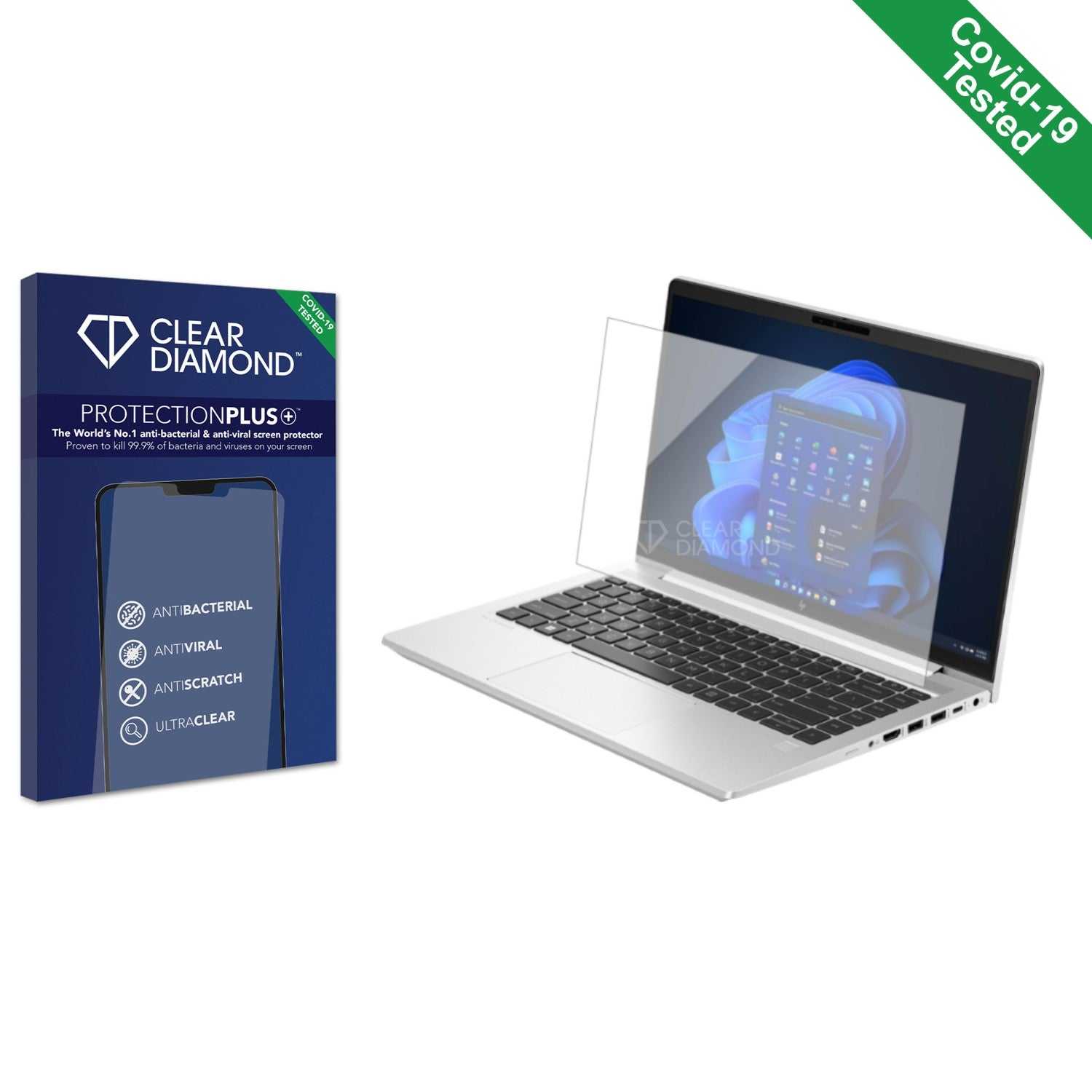 ScreenShield, Clear Diamond Anti-viral Screen Protector for HP EliteBook 645 G10