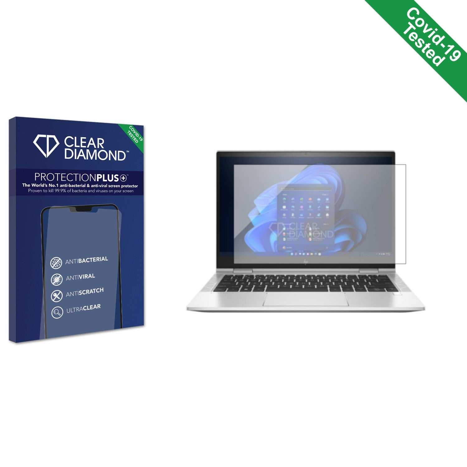 ScreenShield, Clear Diamond Anti-viral Screen Protector for HP EliteBook x360 830 G8