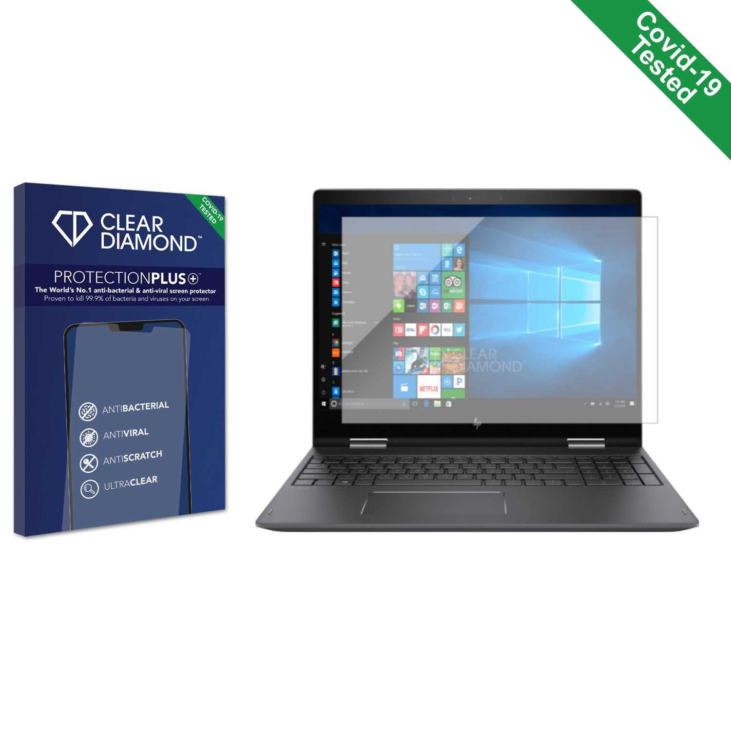 ScreenShield, Clear Diamond Anti-viral Screen Protector for HP Envy x360 2-in-1 15-fx