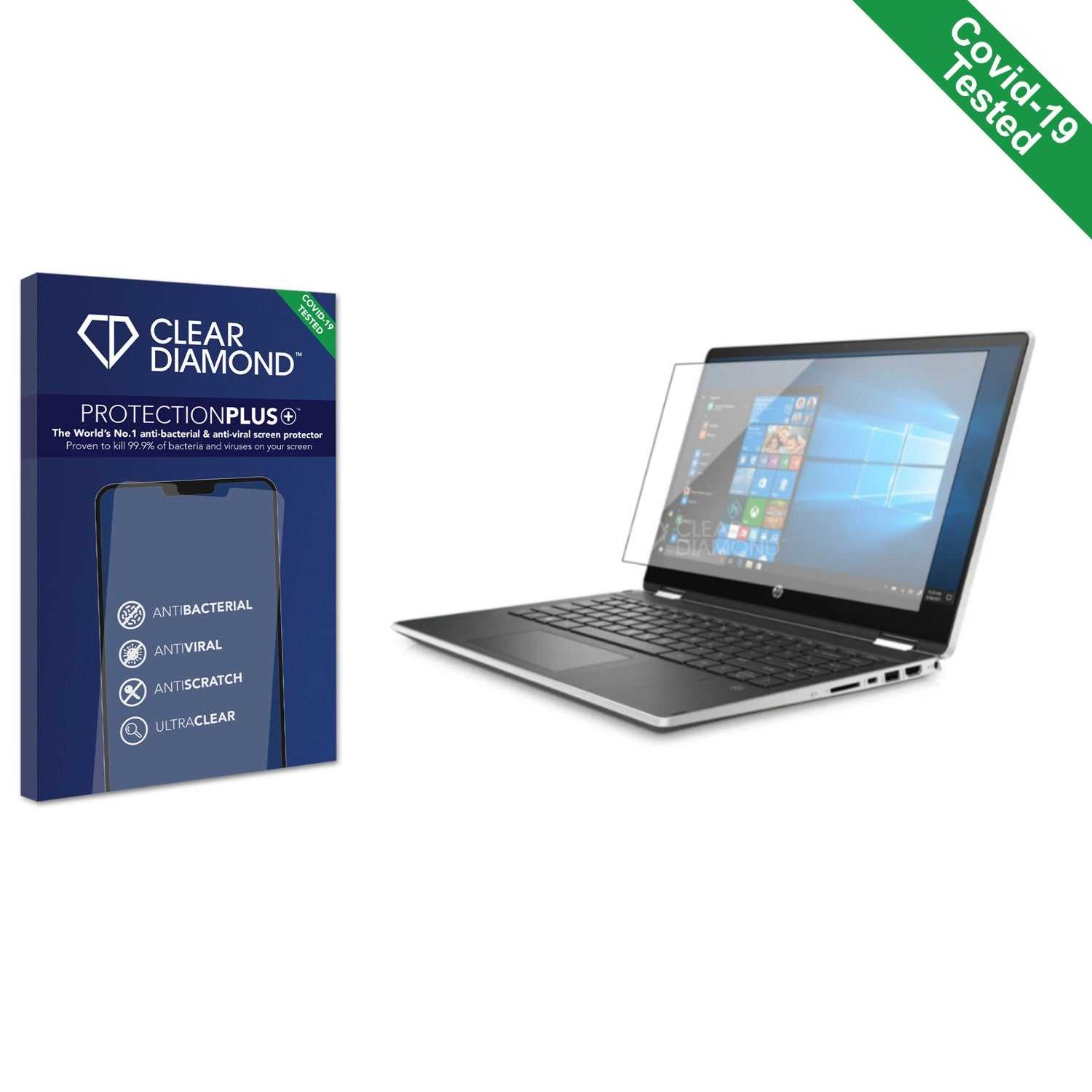 ScreenShield, Clear Diamond Anti-viral Screen Protector for HP Pavilion x360 (14-dhX)