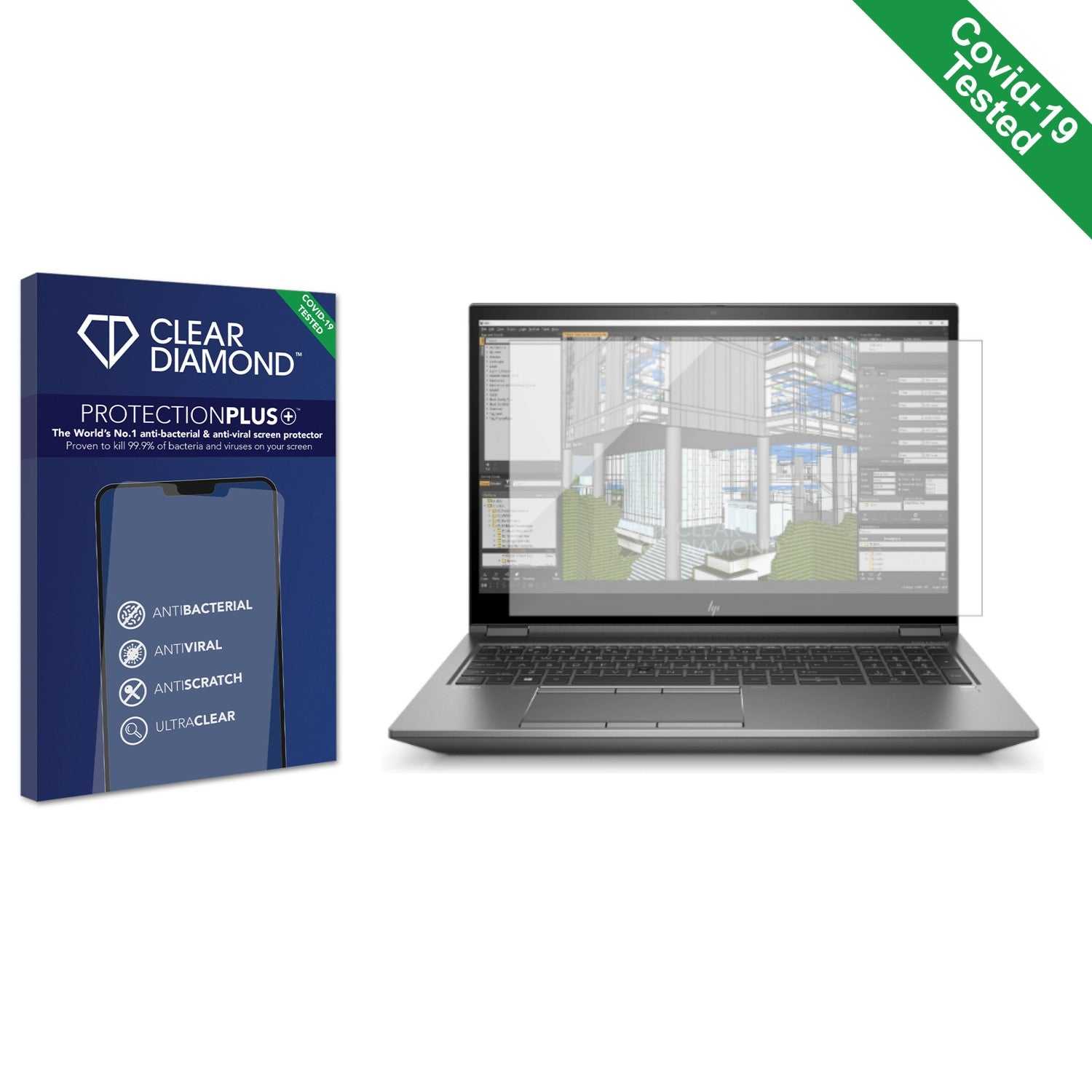 ScreenShield, Clear Diamond Anti-viral Screen Protector for HP Zbook Fury 15 G7 Touch