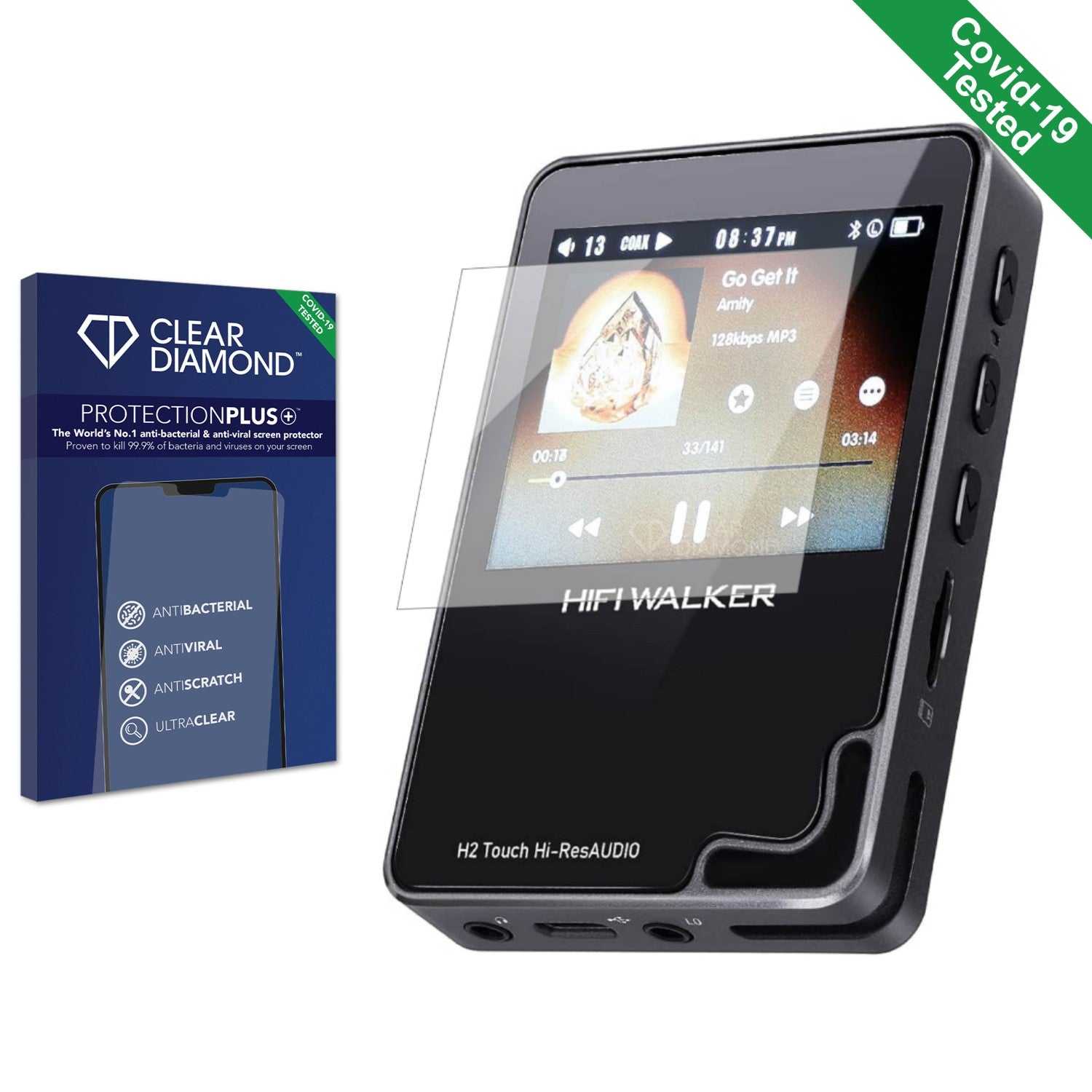 ScreenShield, Clear Diamond Anti-viral Screen Protector for HifiWalker H2